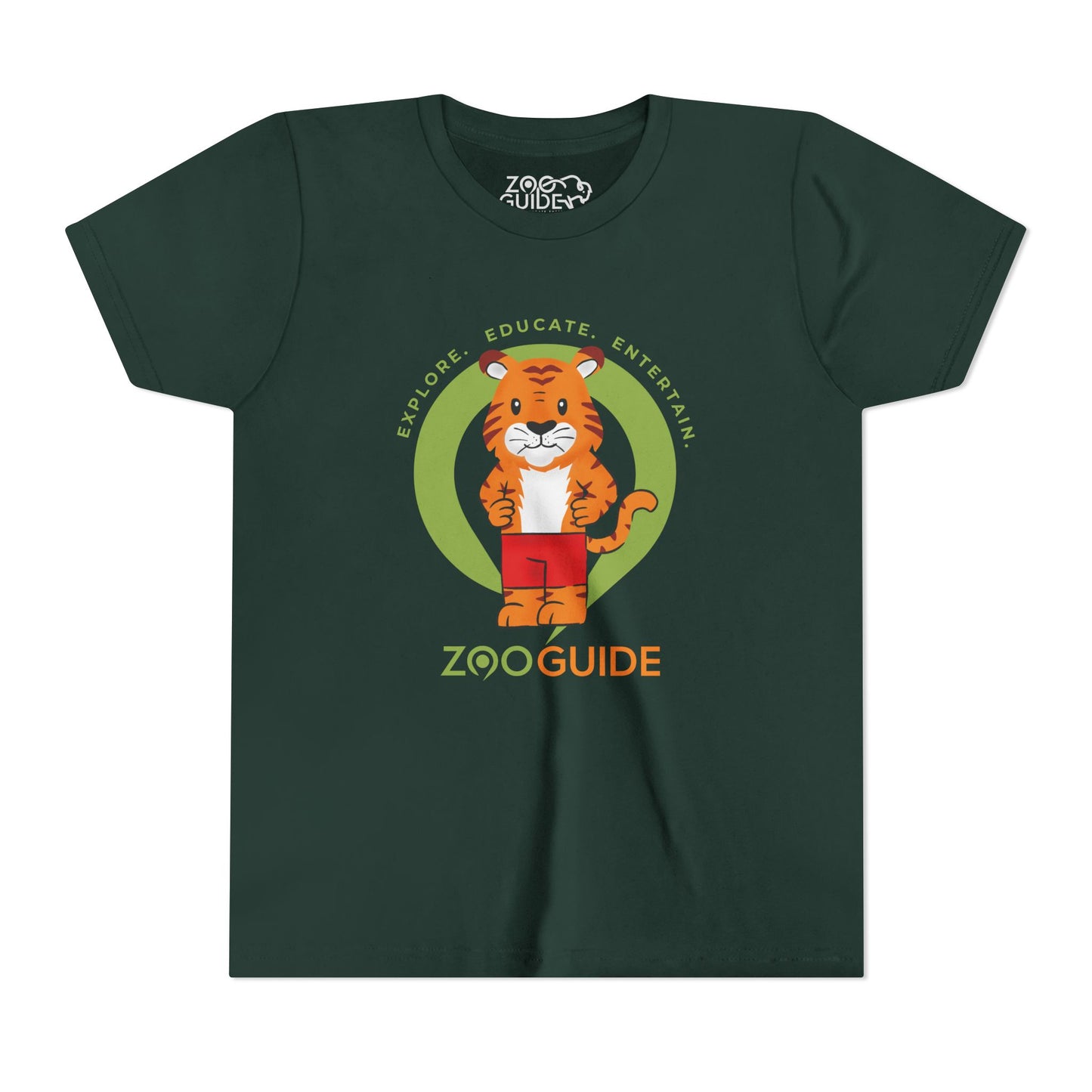 Tiger in Shorts in Zoo Guide™ Waypoint Icon Youth Tee Shirt by Zoo Guide™