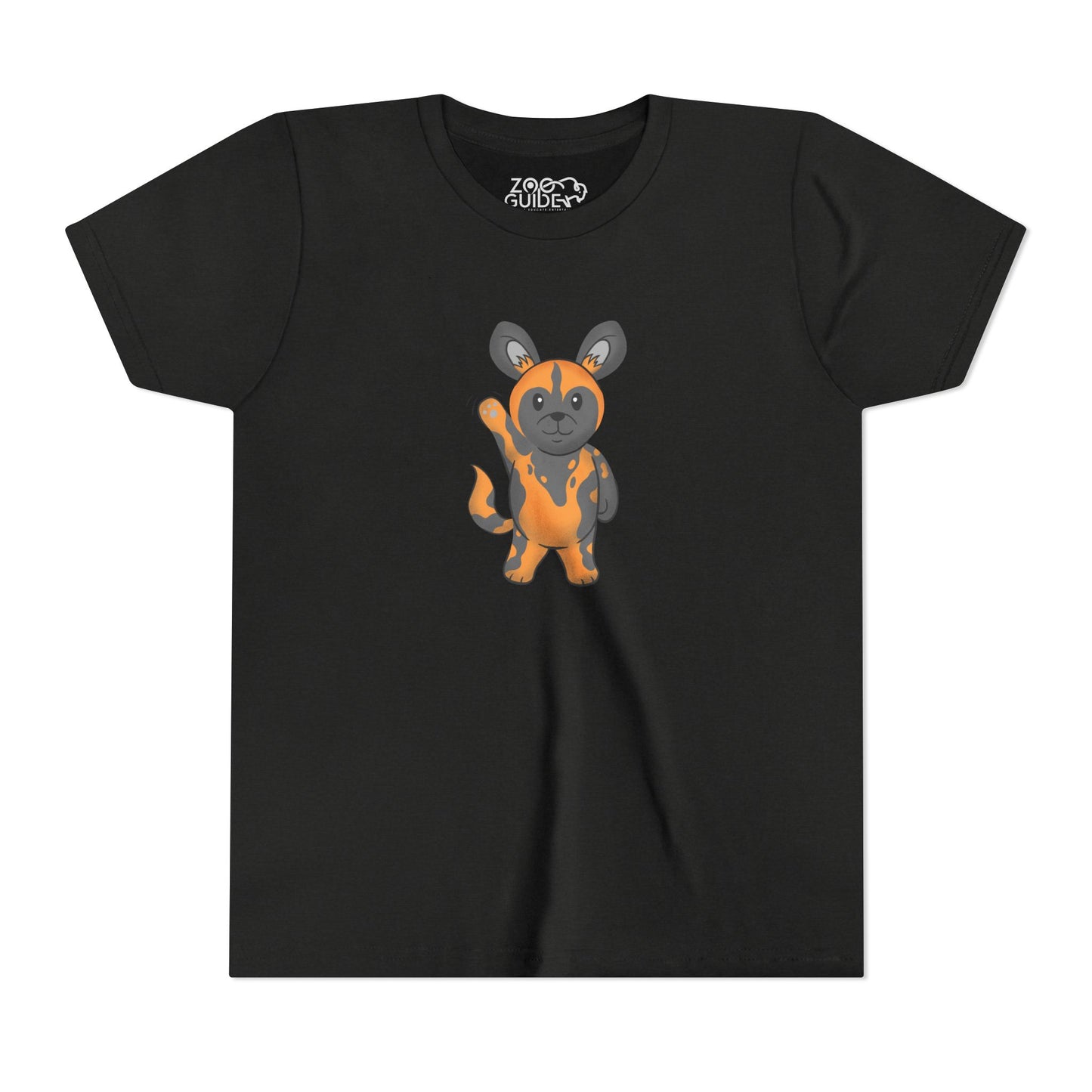 African Painted Dog Waving Youth Tee Shirt by Zoo Guide™