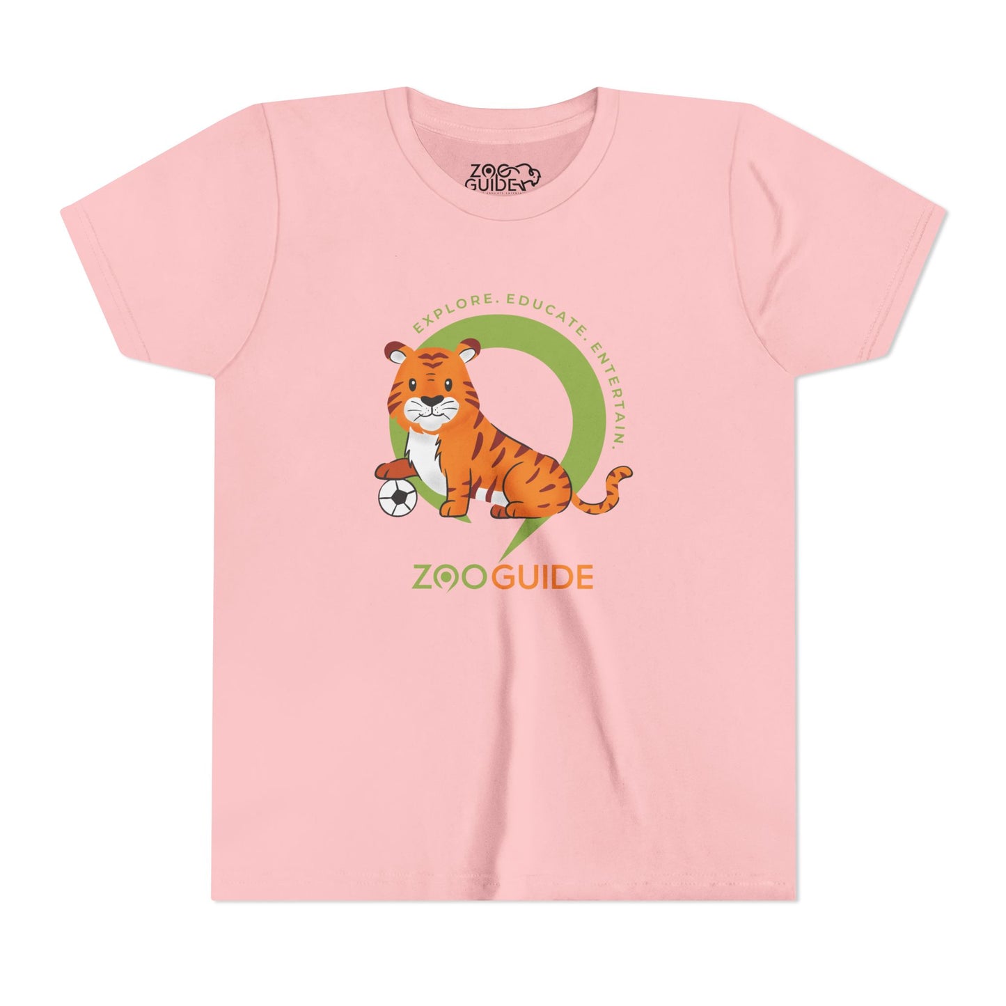 Tiger with Soccer Ball in Zoo Guide™ Waypoint Icon Youth Tee Shirt by Zoo Guide™