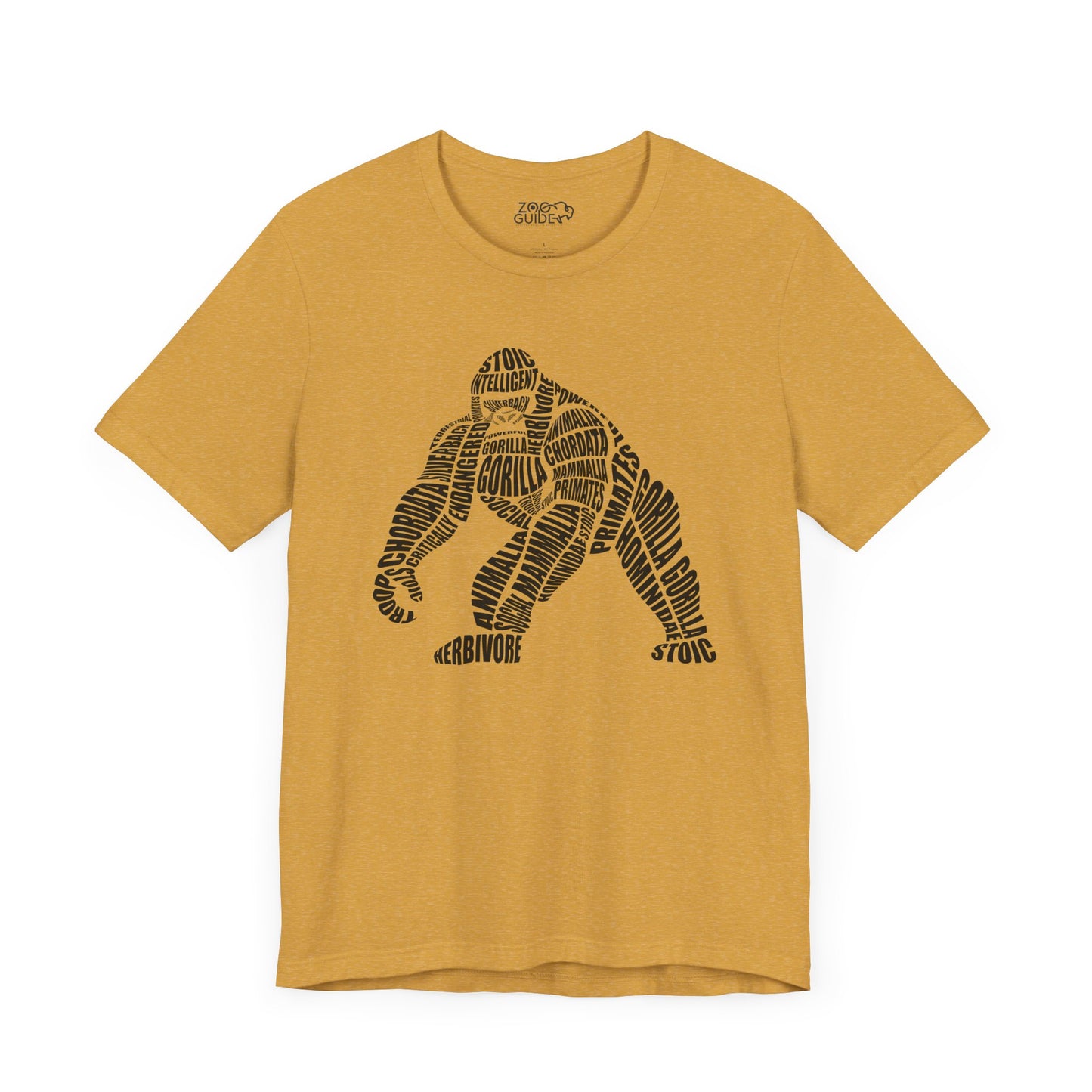 Gorilla Word Art Adult Unisex Short Sleeve Tee by Zoo Guide™
