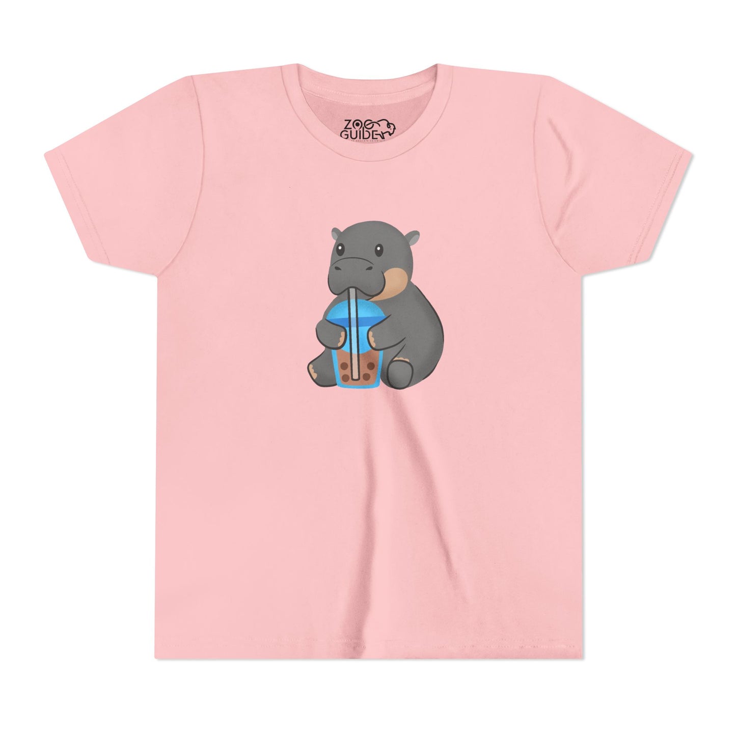Pygmy Hippo Drinking Boba Youth Tee Shirt by Zoo Guide™