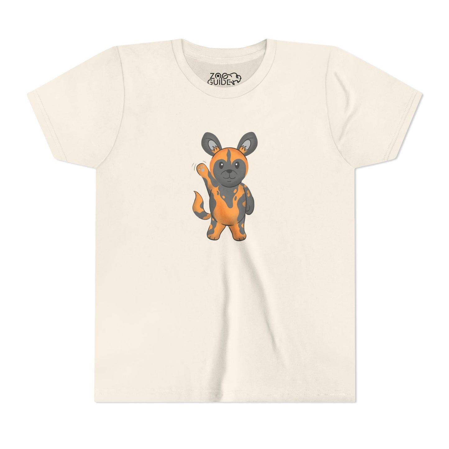 African Painted Dog Waving Youth Tee Shirt by Zoo Guide™