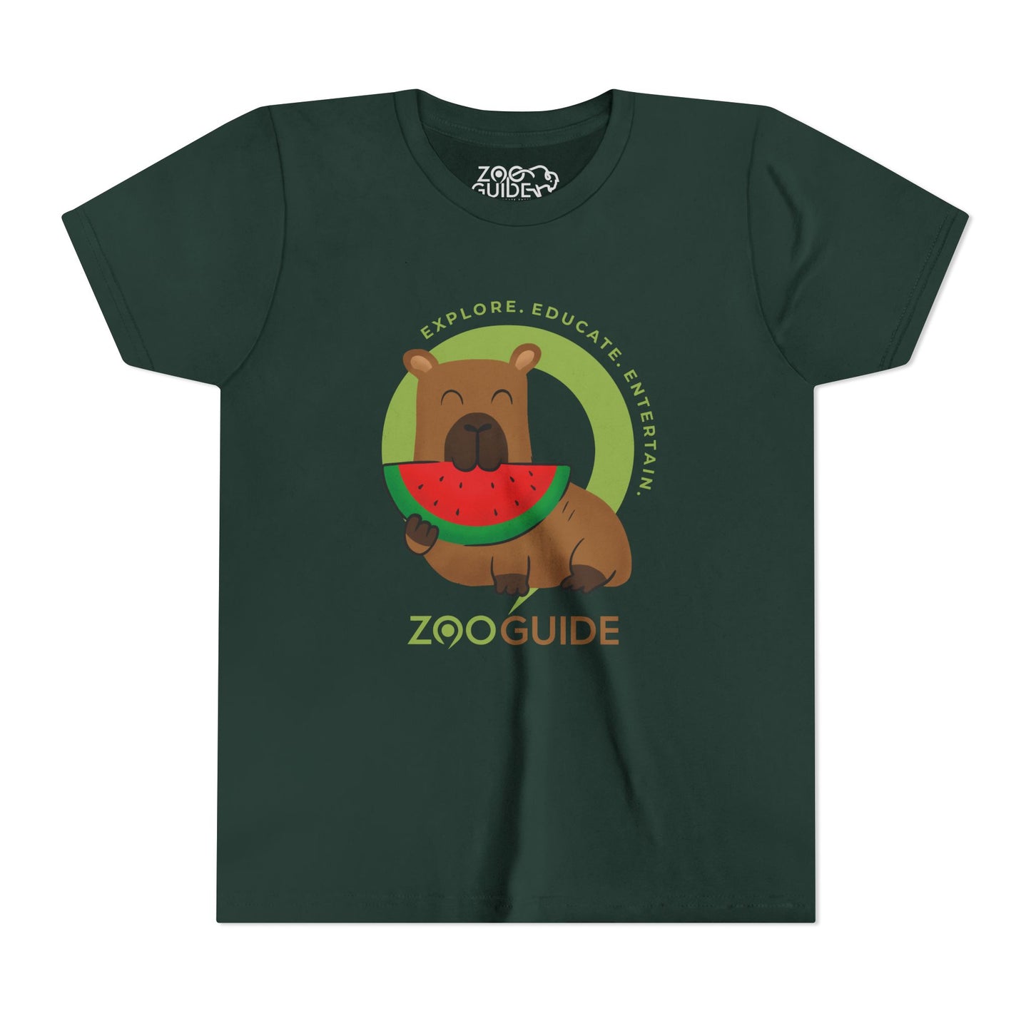 Capybara Eating Watermelon in Zoo Guide™ Waypoint Icon Youth Tee Shirt by Zoo Guide™