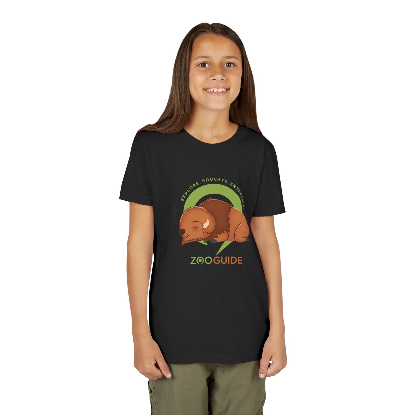 Bison Sleeping in Zoo Guide™ Waypoint Icon Youth Tee Shirt by Zoo Guide™