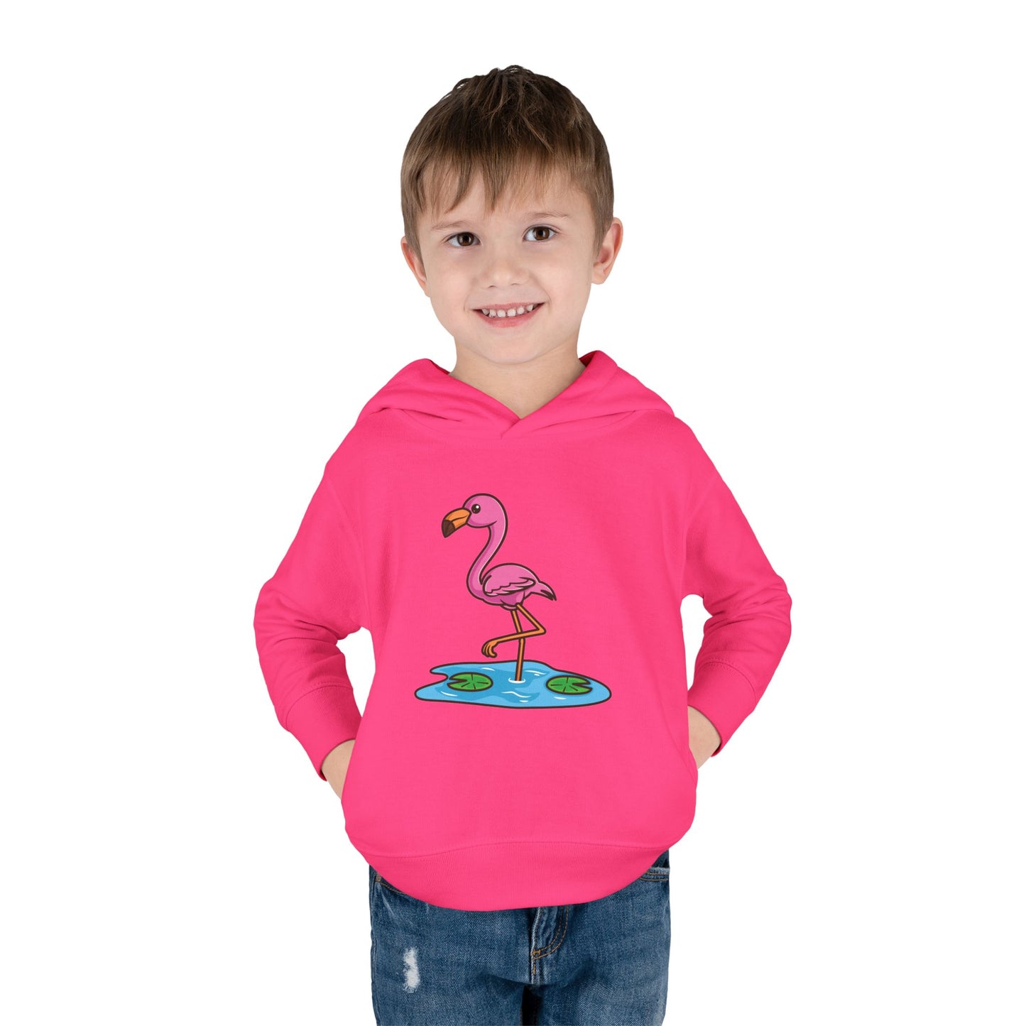 Flamingo Kawaii Style Toddler Pullover Fleece Hoodie by Zoo Guide™