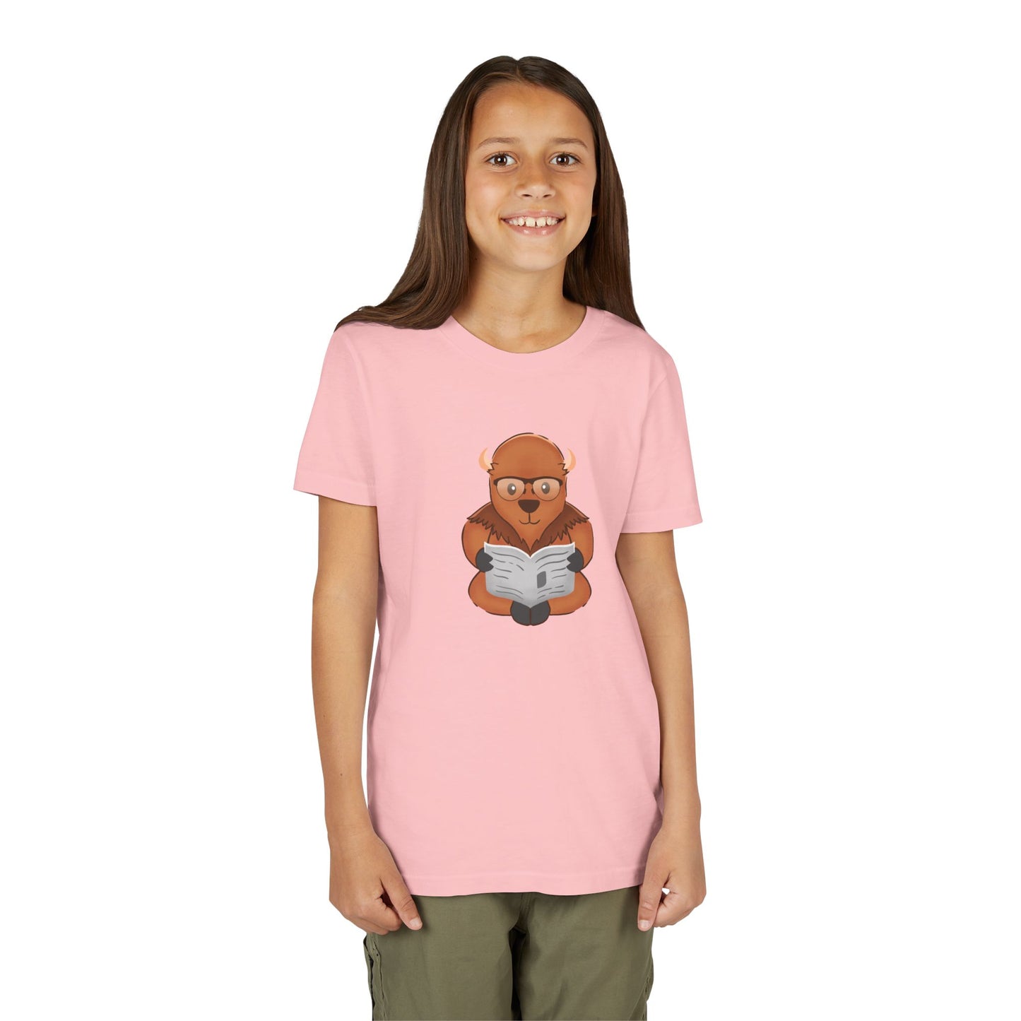 American Bison Reading Youth Tee Shirt by Zoo Guide™