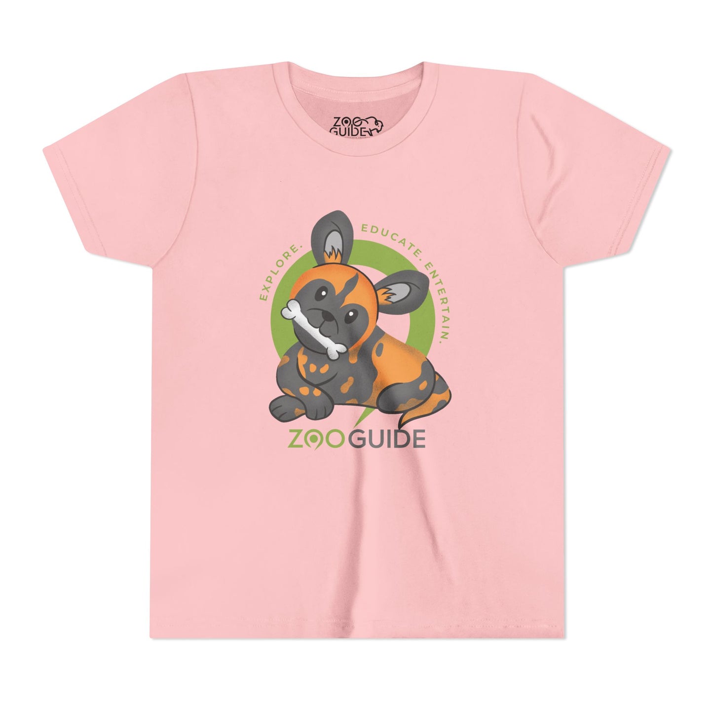 African Painted Dog with Bone in Zoo Guide™ Waypoint Icon Youth Tee Shirt by Zoo Guide™