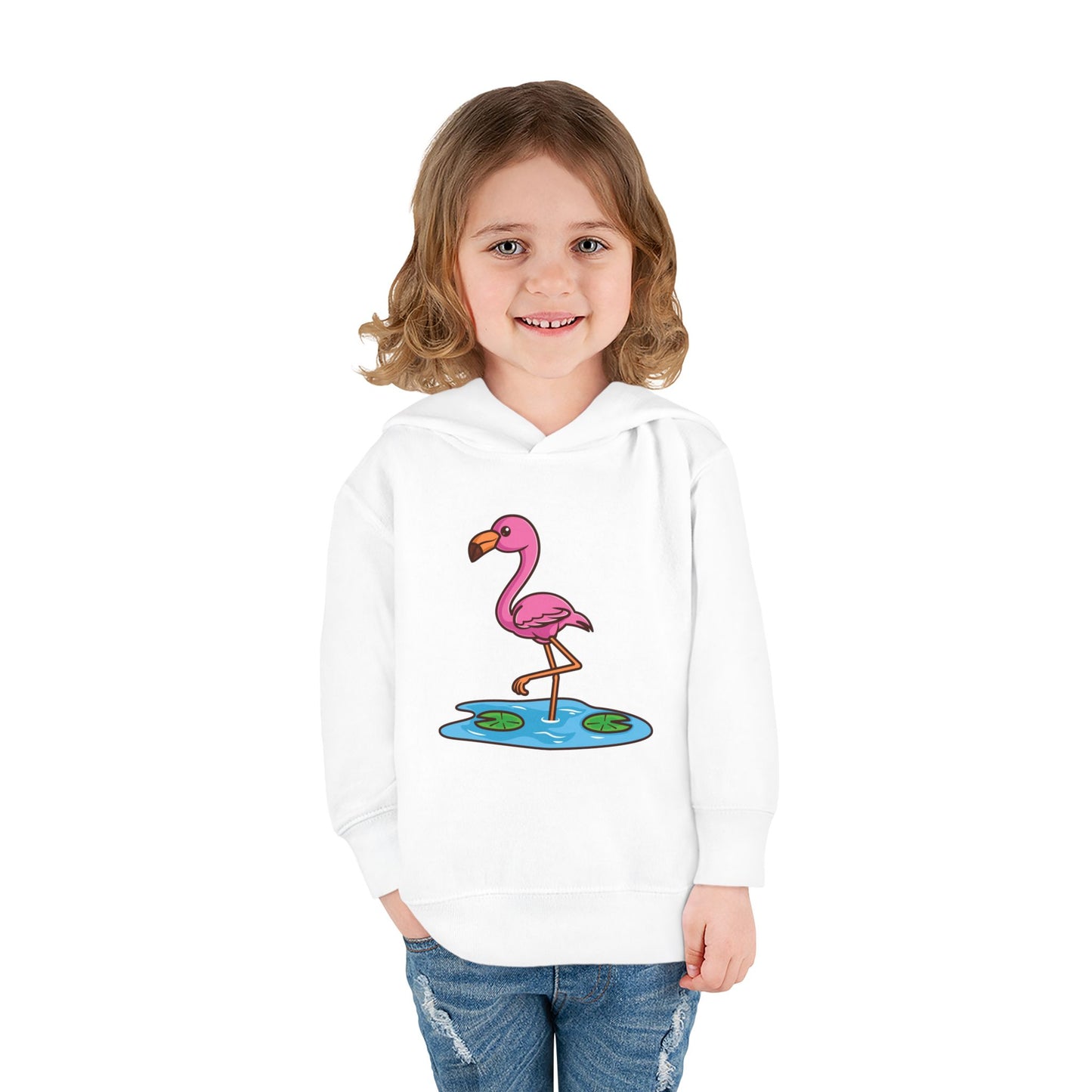 Flamingo Kawaii Style Toddler Pullover Fleece Hoodie by Zoo Guide™
