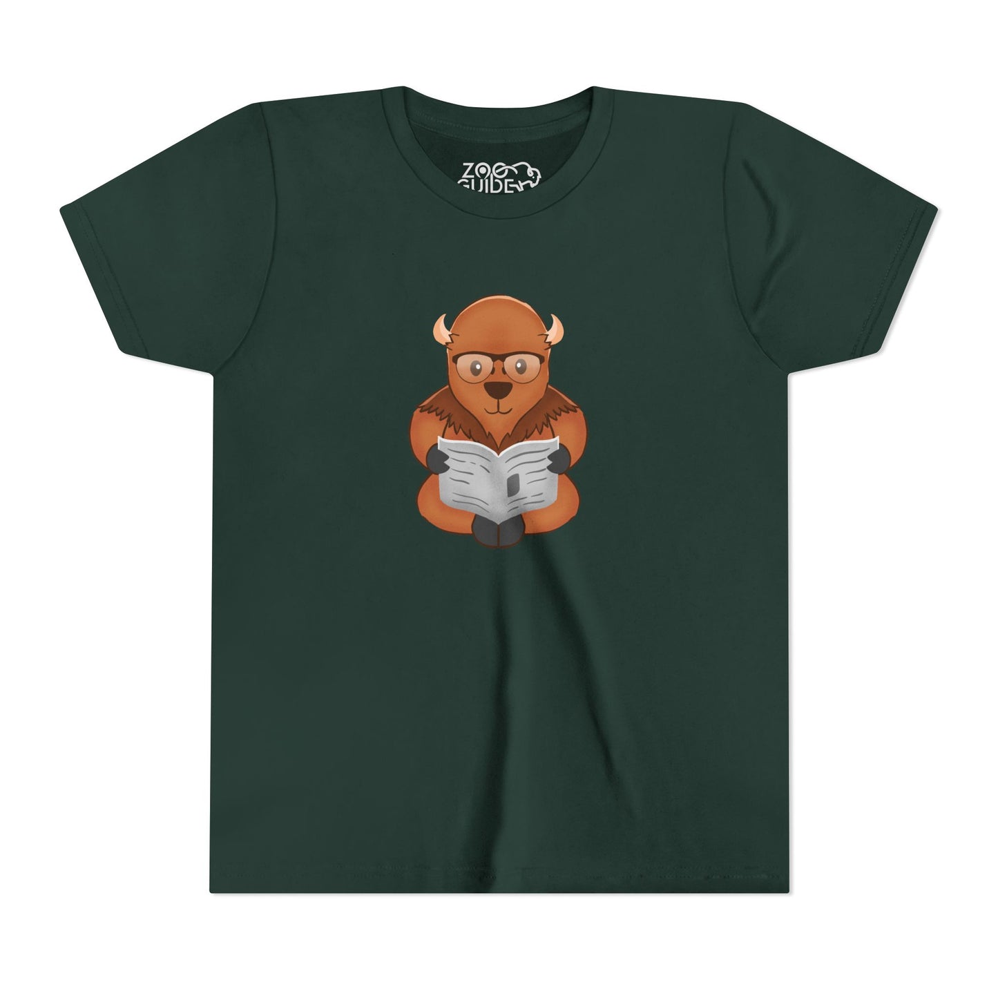 American Bison Reading Youth Tee Shirt by Zoo Guide™
