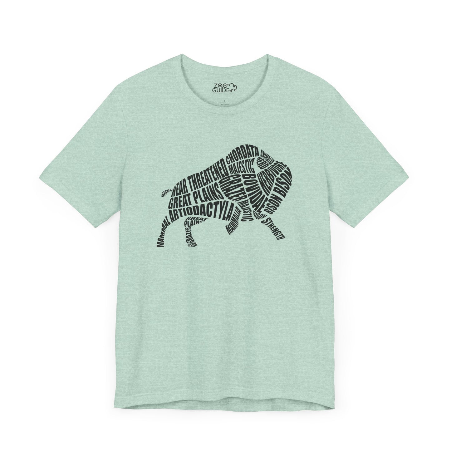 Bison Word Art Adult Unisex Short Sleeve Tee