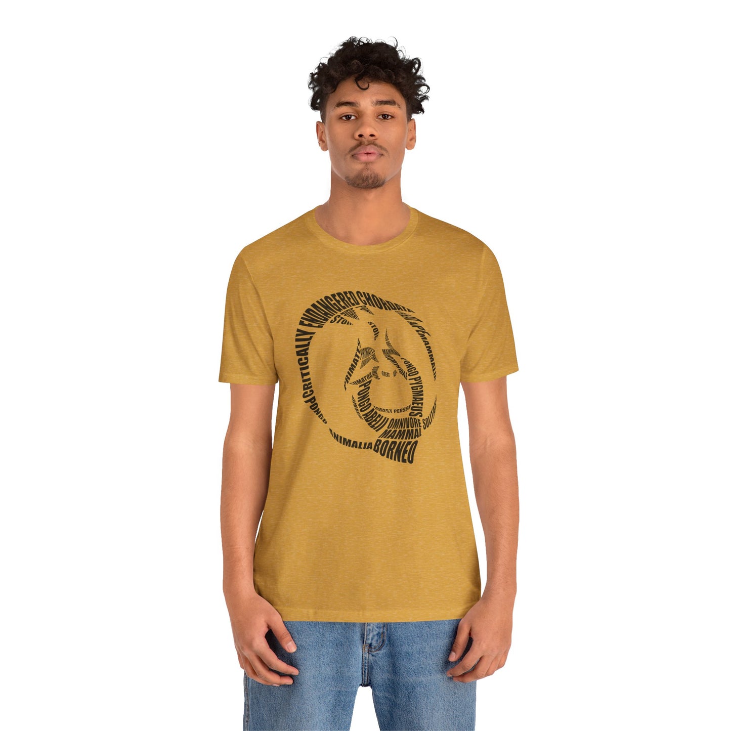 Orangutan Head Word Art Adult Unisex Short Sleeve Tee