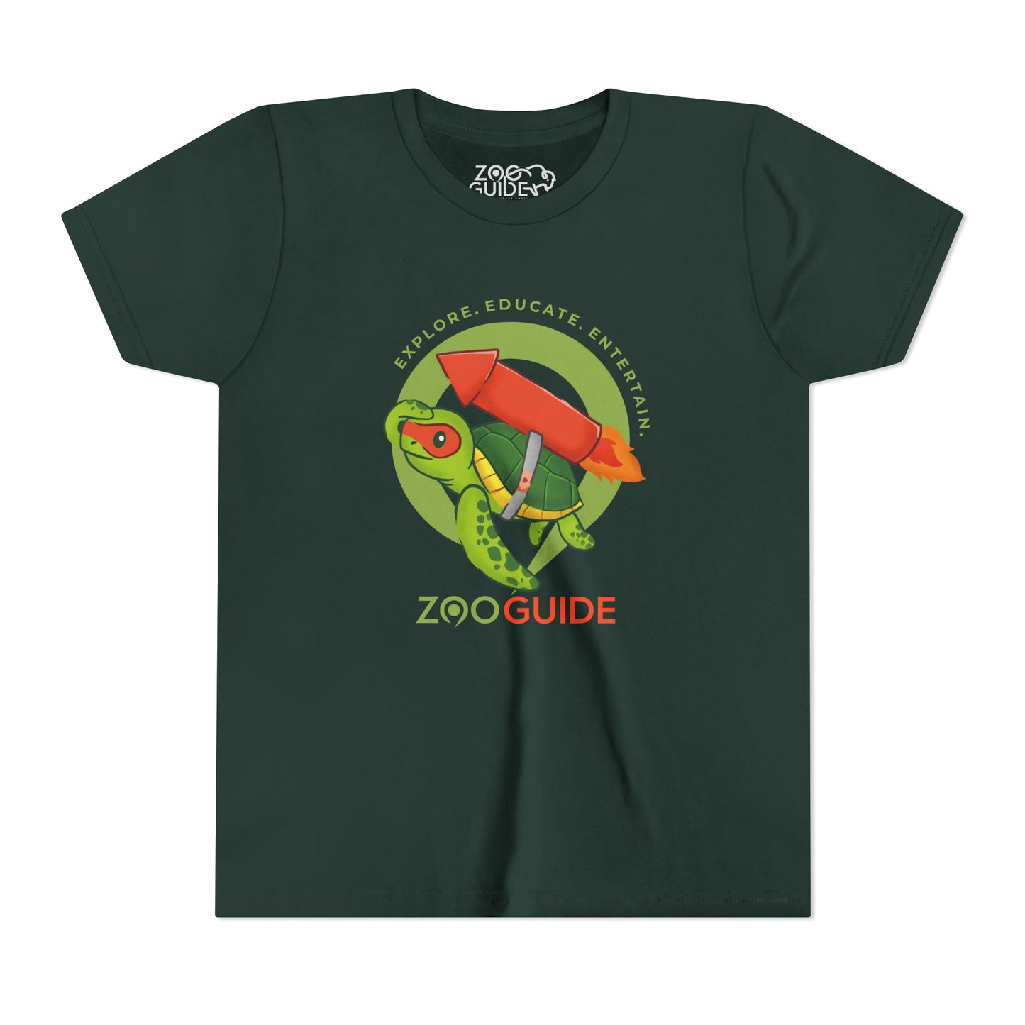 Sea Turtle on Rocket in Zoo Guide™ Waypoint Icon Youth Tee Shirt by Zoo Guide™