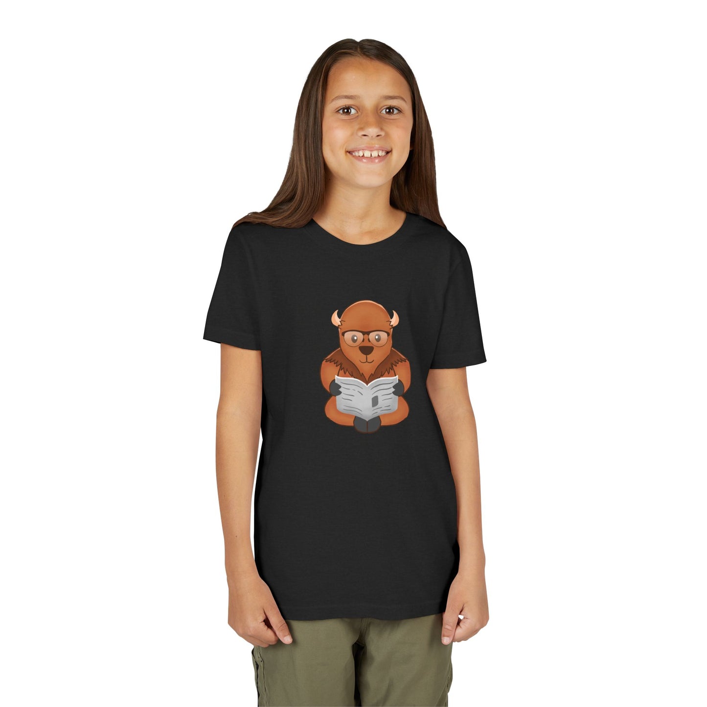 American Bison Reading Youth Tee Shirt by Zoo Guide™