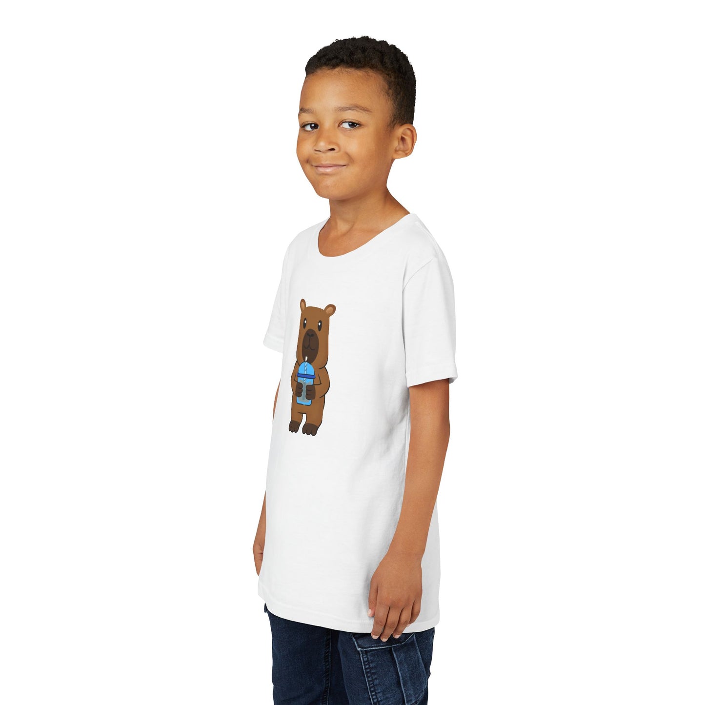 Capybara Drinking Boba Tea Youth Tee Shirt by Zoo Guide™