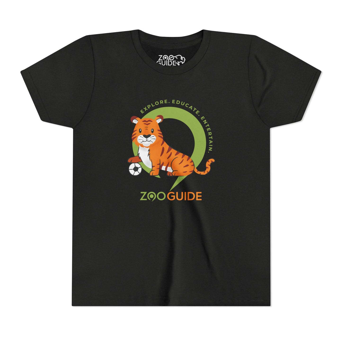 Tiger with Soccer Ball in Zoo Guide™ Waypoint Icon Youth Tee Shirt by Zoo Guide™