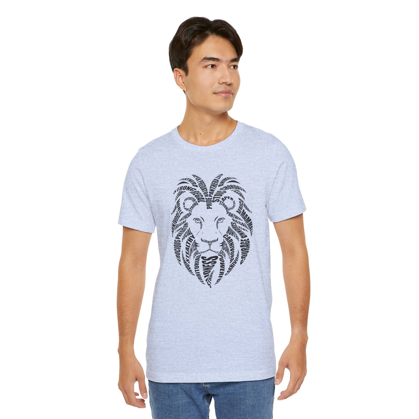 Lion Head Word Art Adult Unisex Short Sleeve Tee