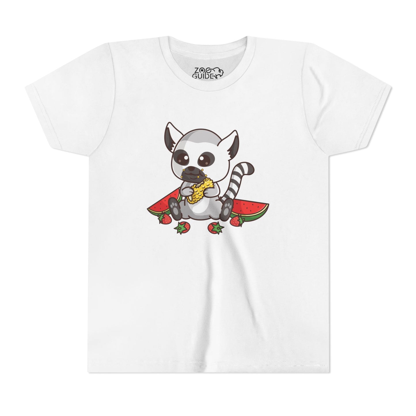 Ring Tailed Lemur Snackin' Kawaii Style Youth Tee Shirt by Zoo Guide™