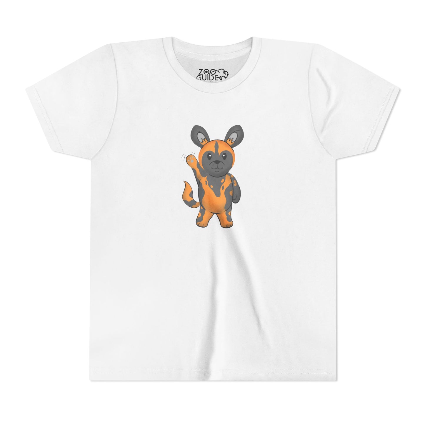 African Painted Dog Waving Youth Tee Shirt by Zoo Guide™