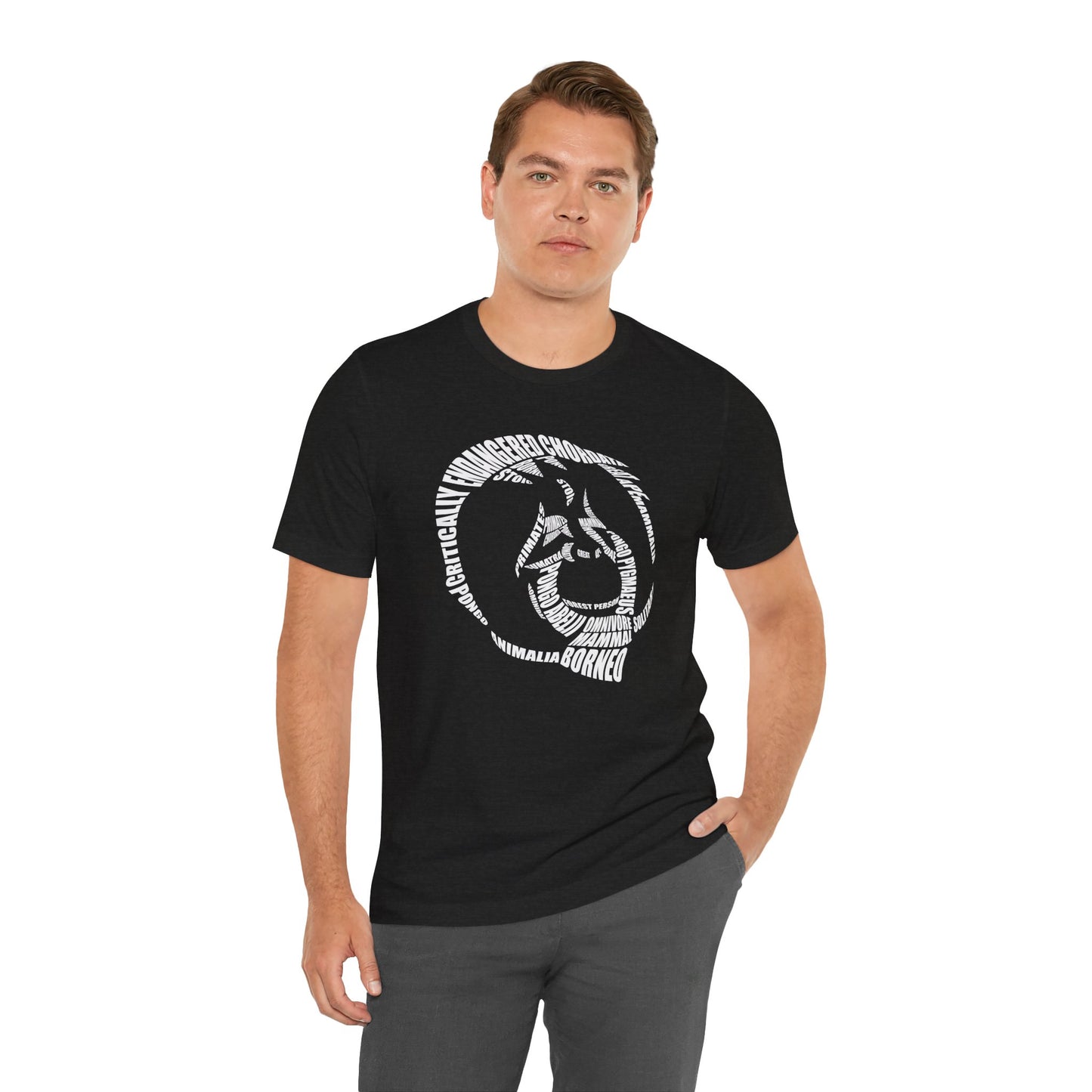 Orangutan Head Word Art Adult Unisex Short Sleeve Tee