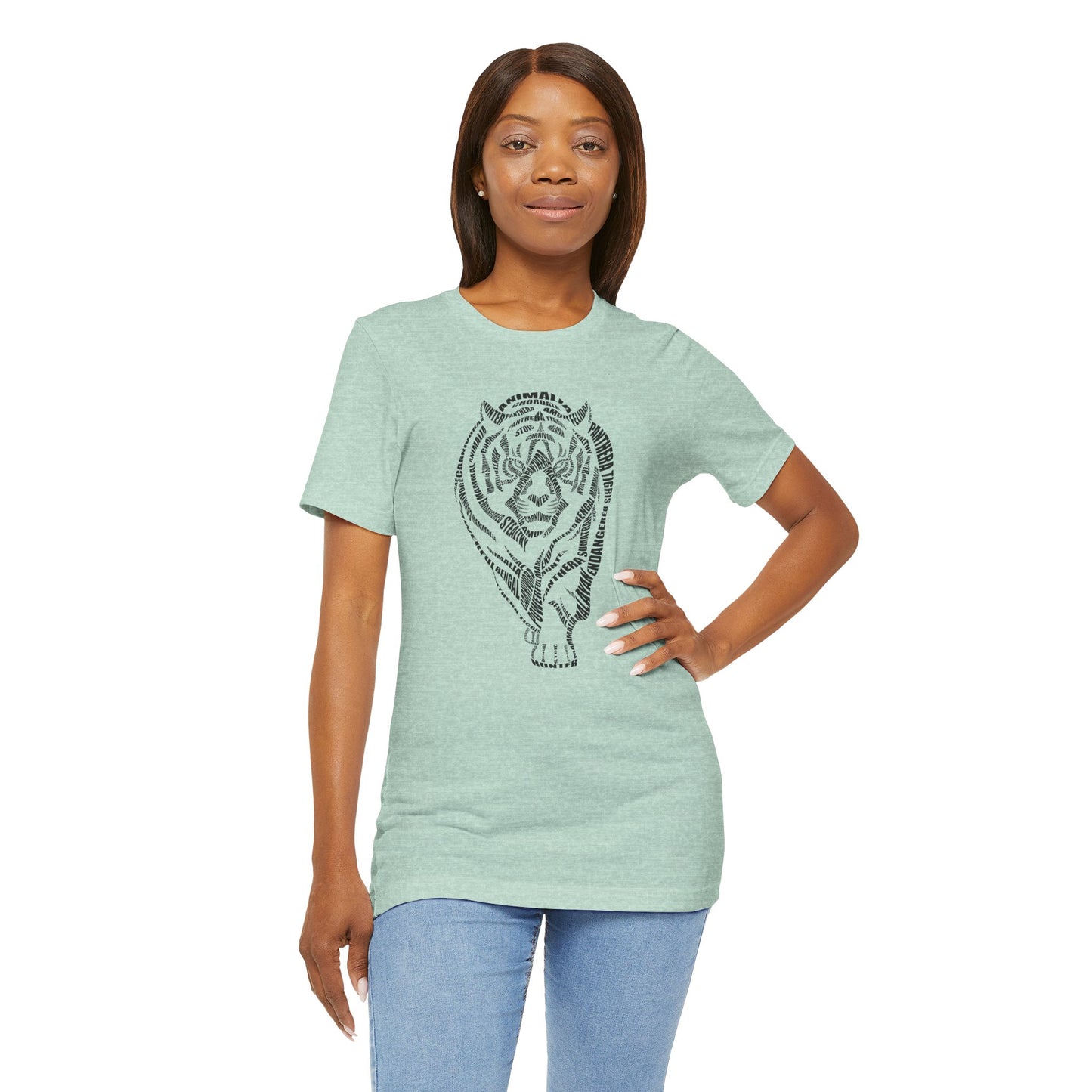 Tiger Word Art Adult Unisex Short Sleeve Tee