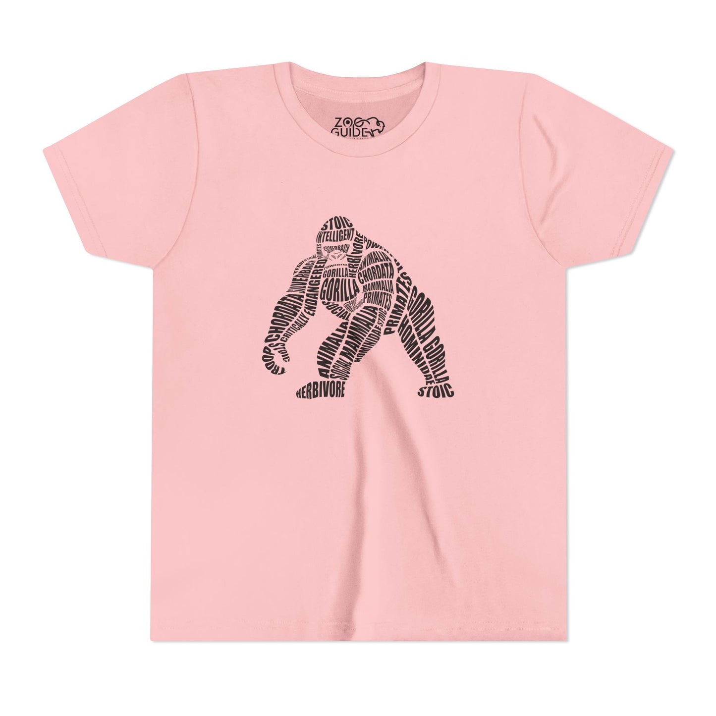Gorilla Word Art Youth Tee Shirt by Zoo Guide™