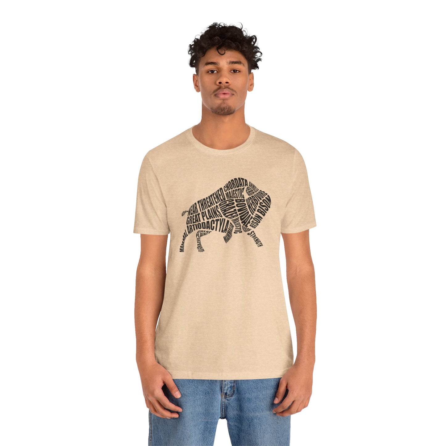 Bison Word Art Adult Unisex Short Sleeve Tee