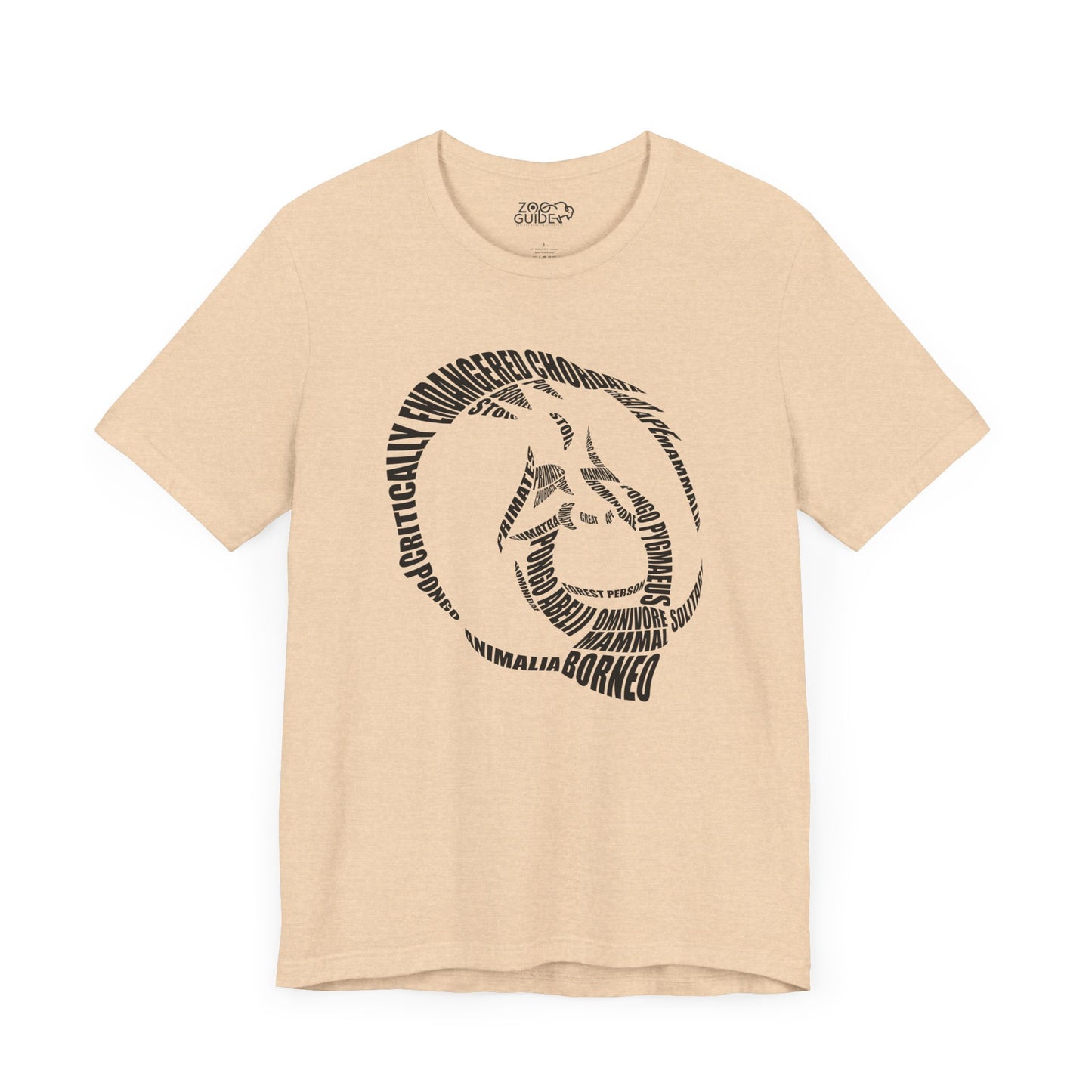Orangutan Head Word Art Adult Unisex Short Sleeve Tee
