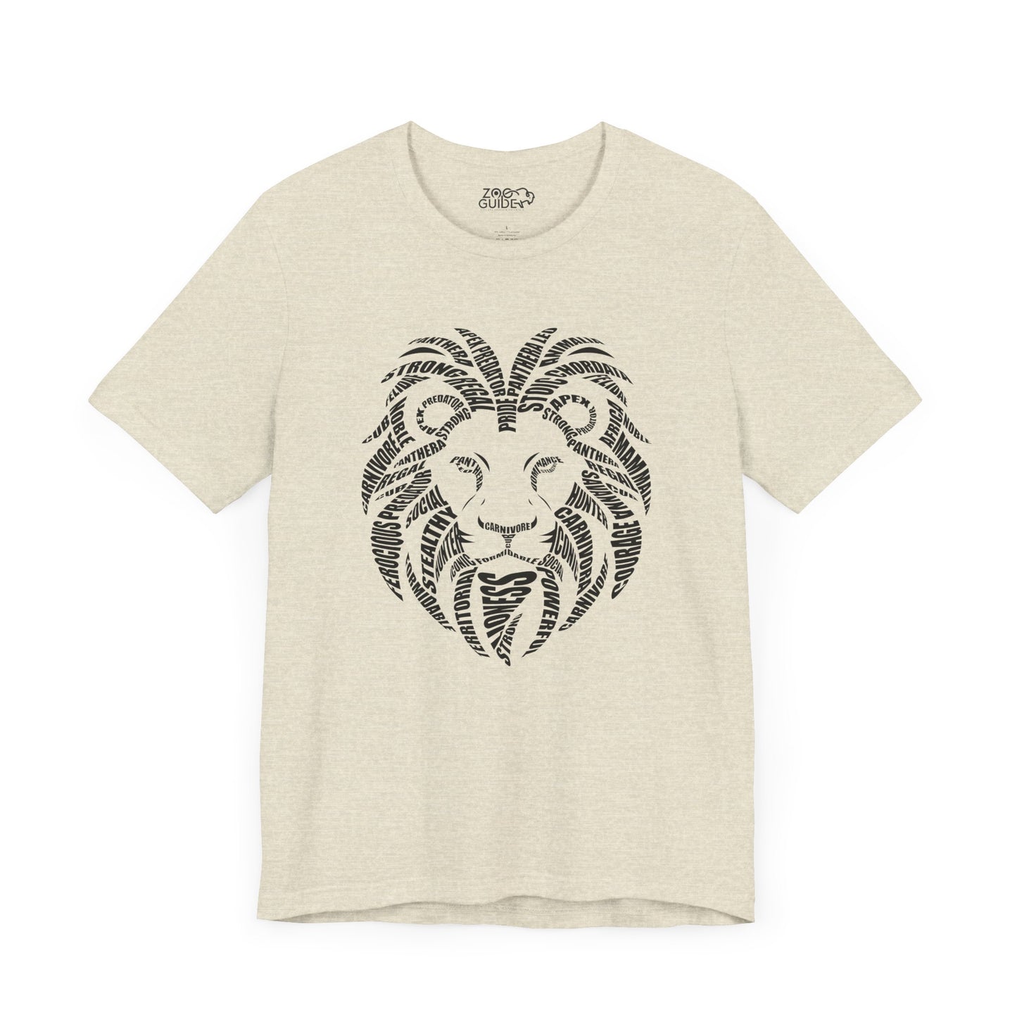 Lion Head Word Art Adult Unisex Short Sleeve Tee