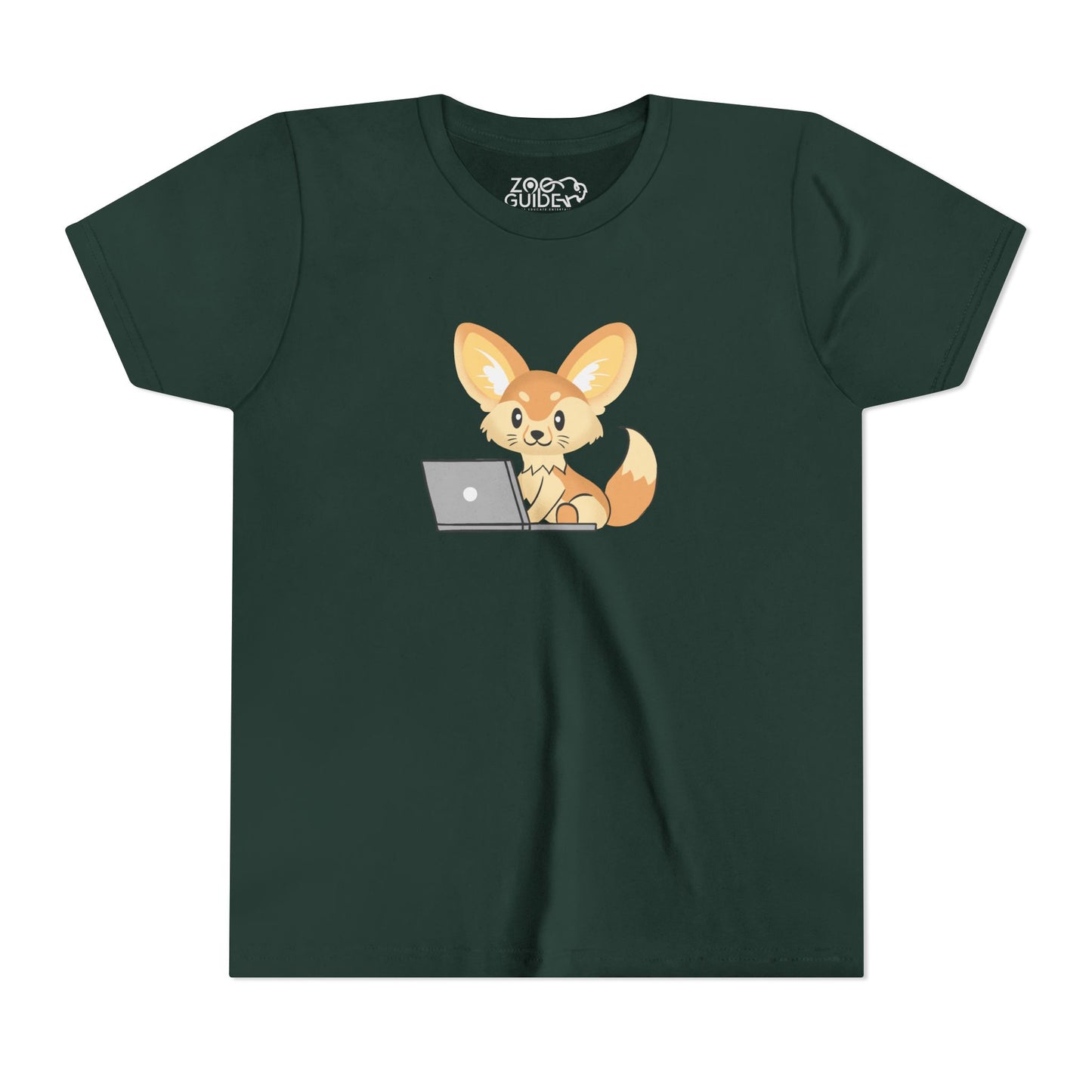 Fennec Fox on Laptop Youth Tee Shirt by Zoo Guide™