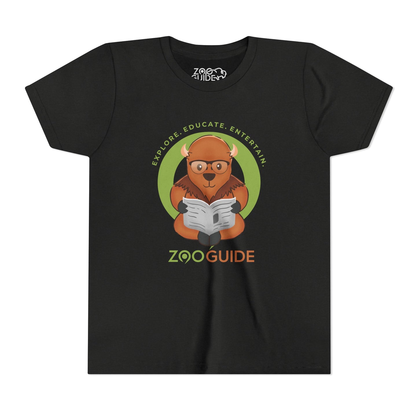 American Bison Reading in Zoo Guide™ Waypoint Icon Youth Tee Shirt by Zoo Guide™