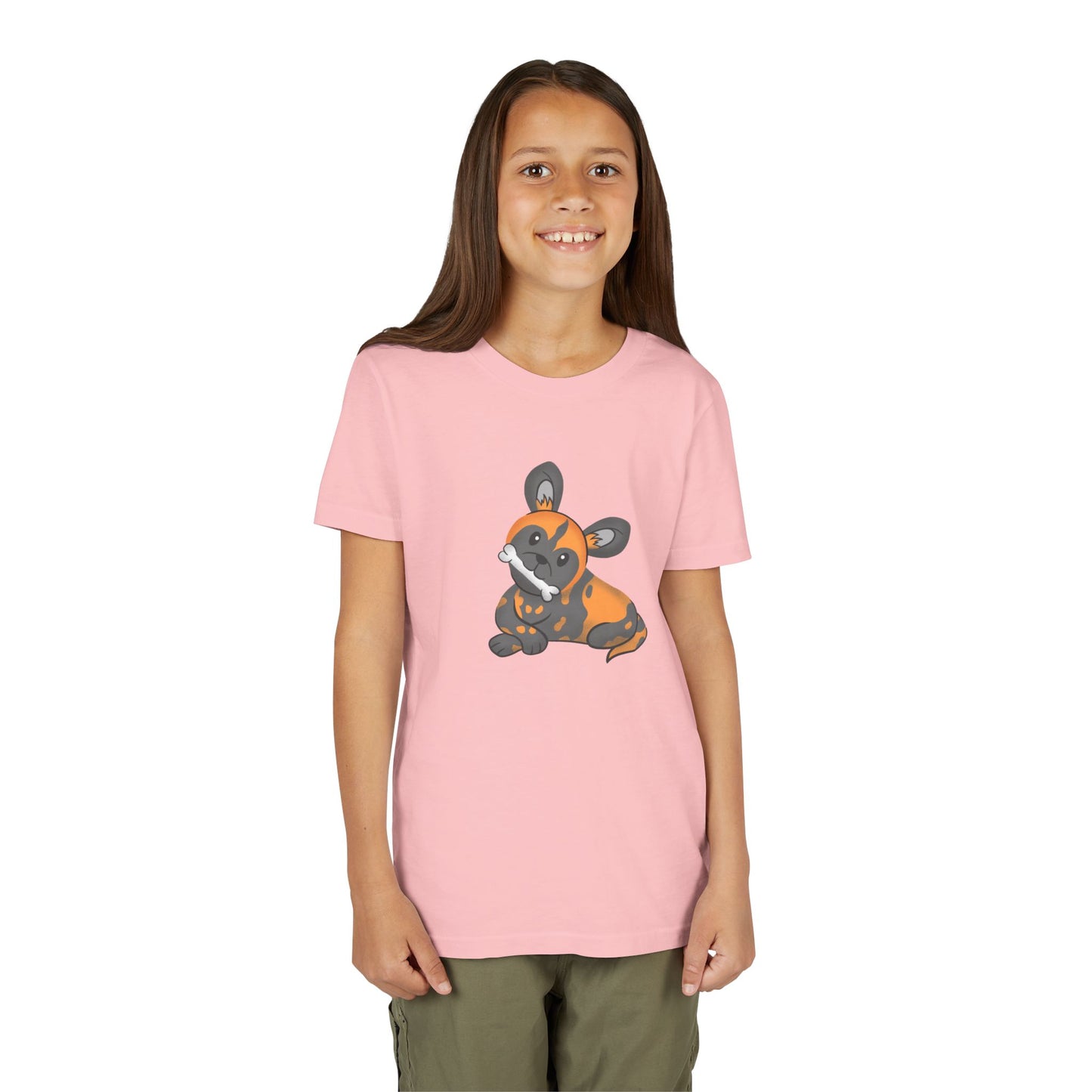 African Painted Dog with Bone Youth Tee Shirt by Zoo Guide™