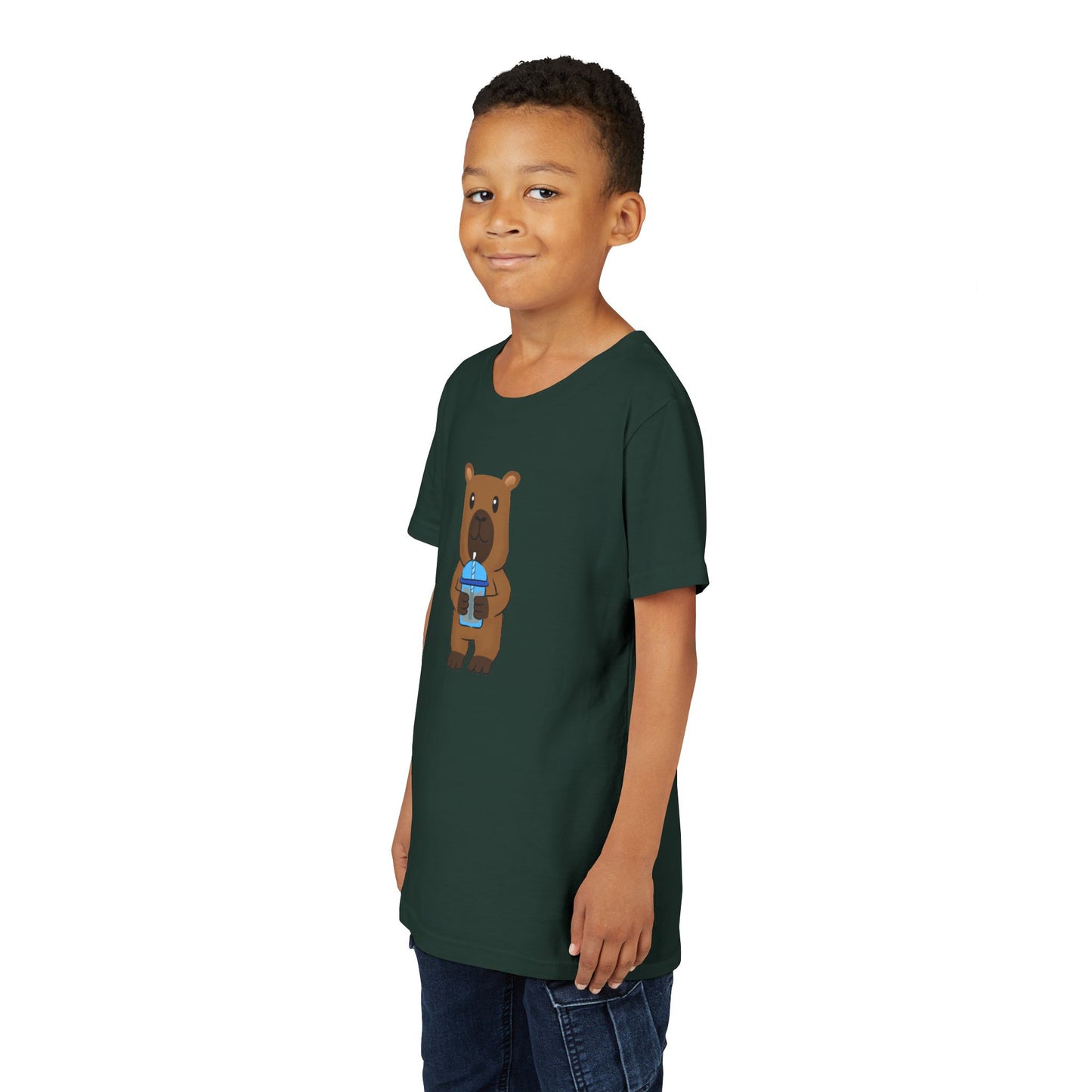 Capybara Drinking Boba Tea Youth Tee Shirt by Zoo Guide™