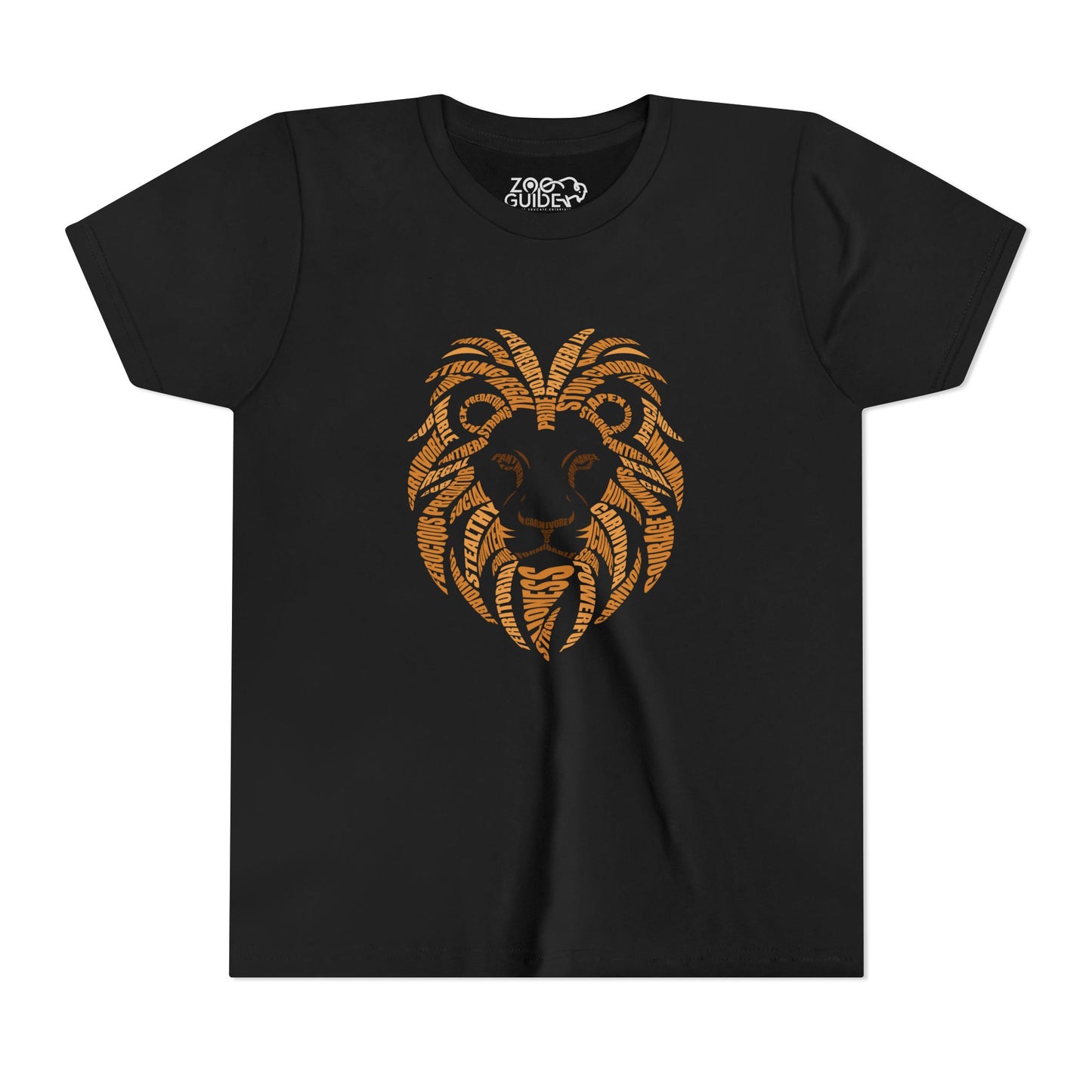 Zoo Guide™ Lion Head Word Art Youth Short Sleeve Tee
