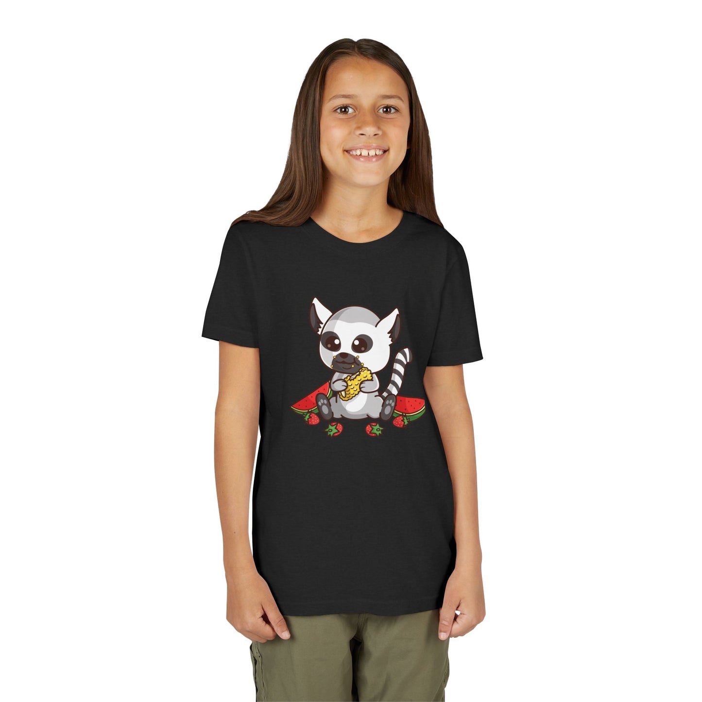 Ring Tailed Lemur Snackin' Kawaii Style Youth Tee Shirt by Zoo Guide™