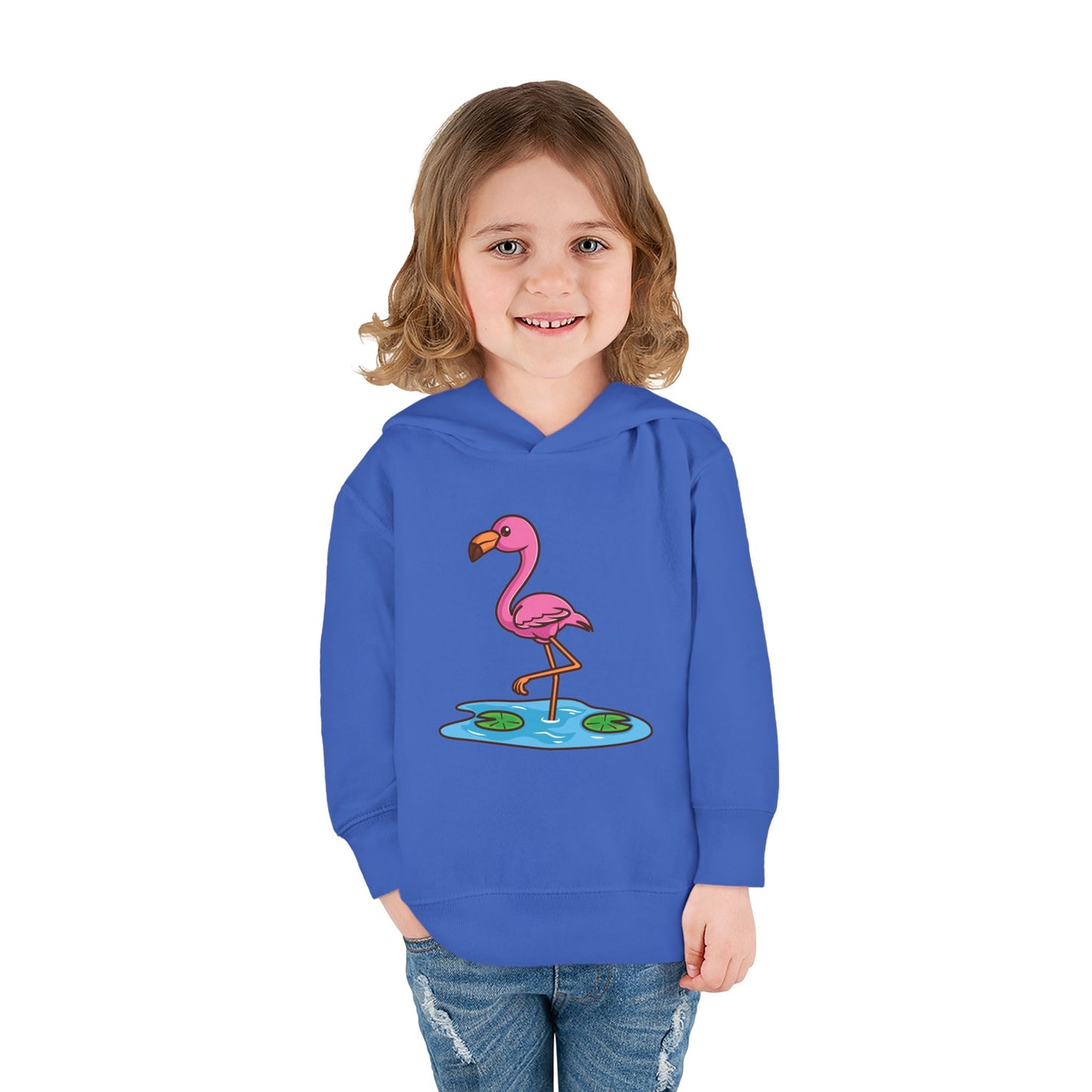 Flamingo Kawaii Style Toddler Pullover Fleece Hoodie by Zoo Guide™