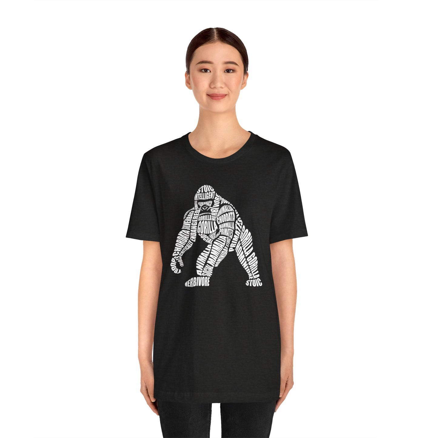 Gorilla Word Art Adult Unisex Short Sleeve Tee by Zoo Guide™
