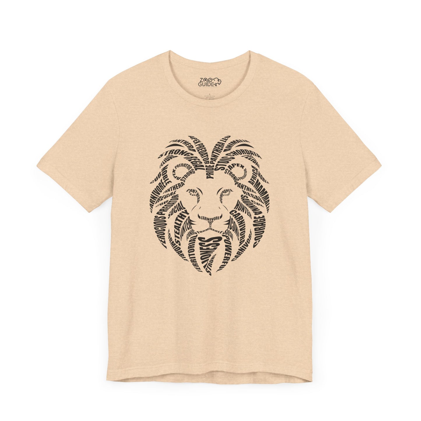 Lion Head Word Art Adult Unisex Short Sleeve Tee