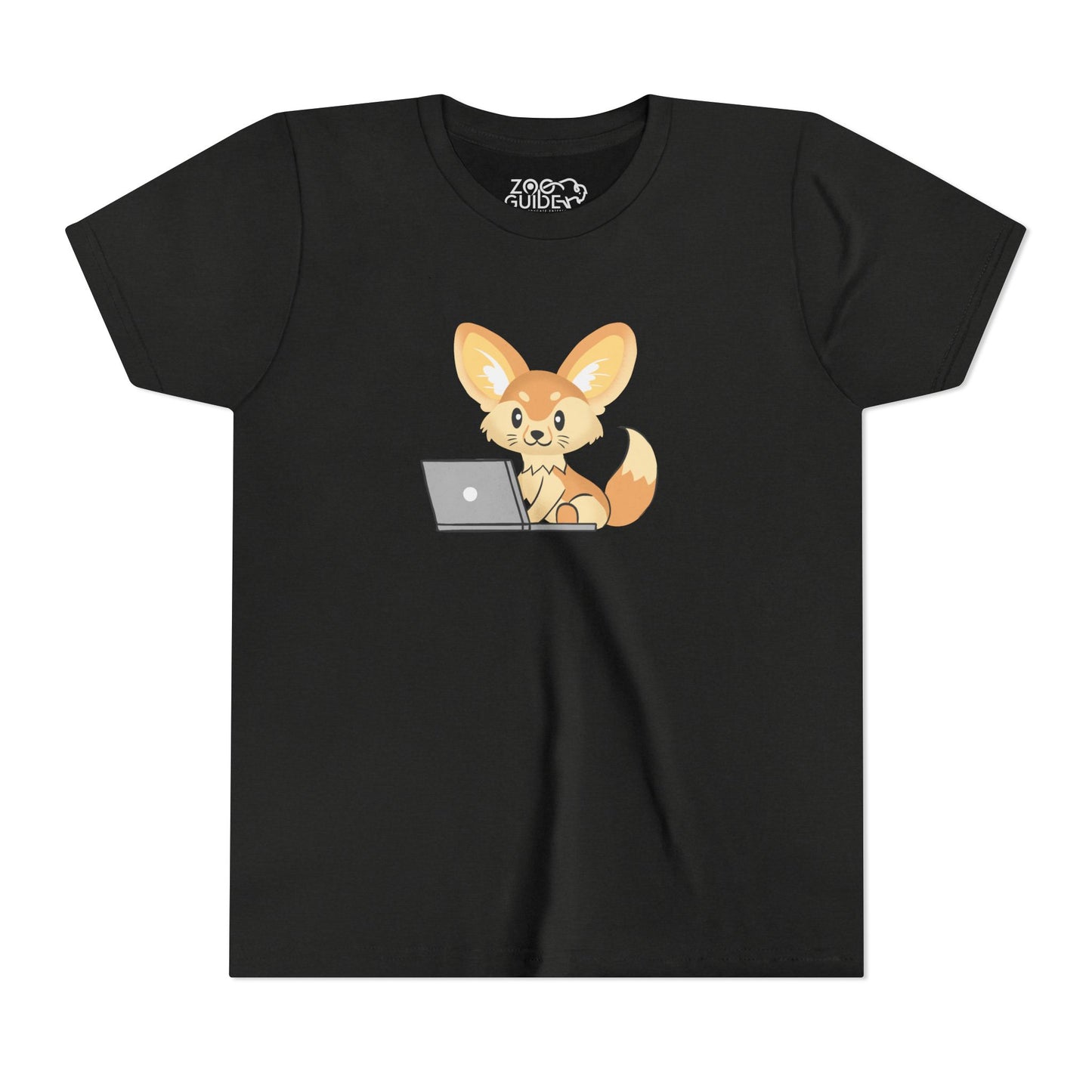 Fennec Fox on Laptop Youth Tee Shirt by Zoo Guide™