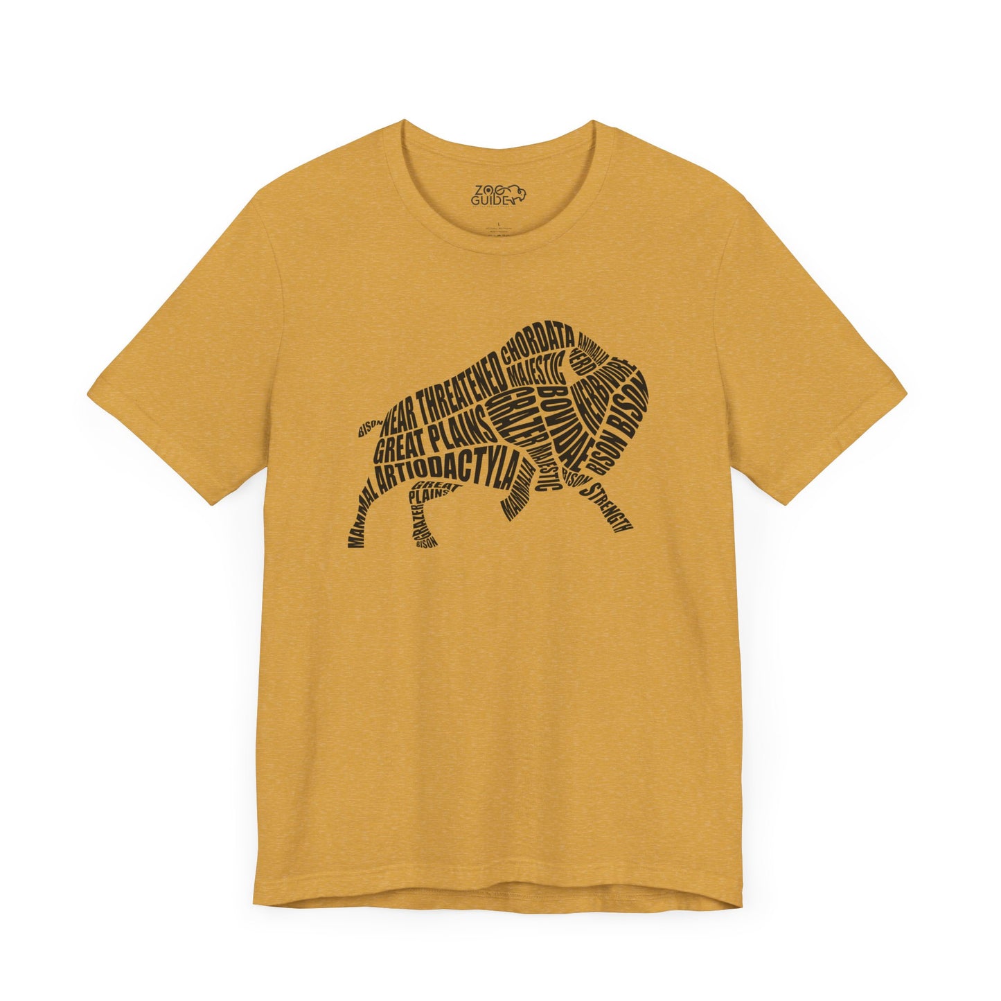 Bison Word Art Adult Unisex Short Sleeve Tee