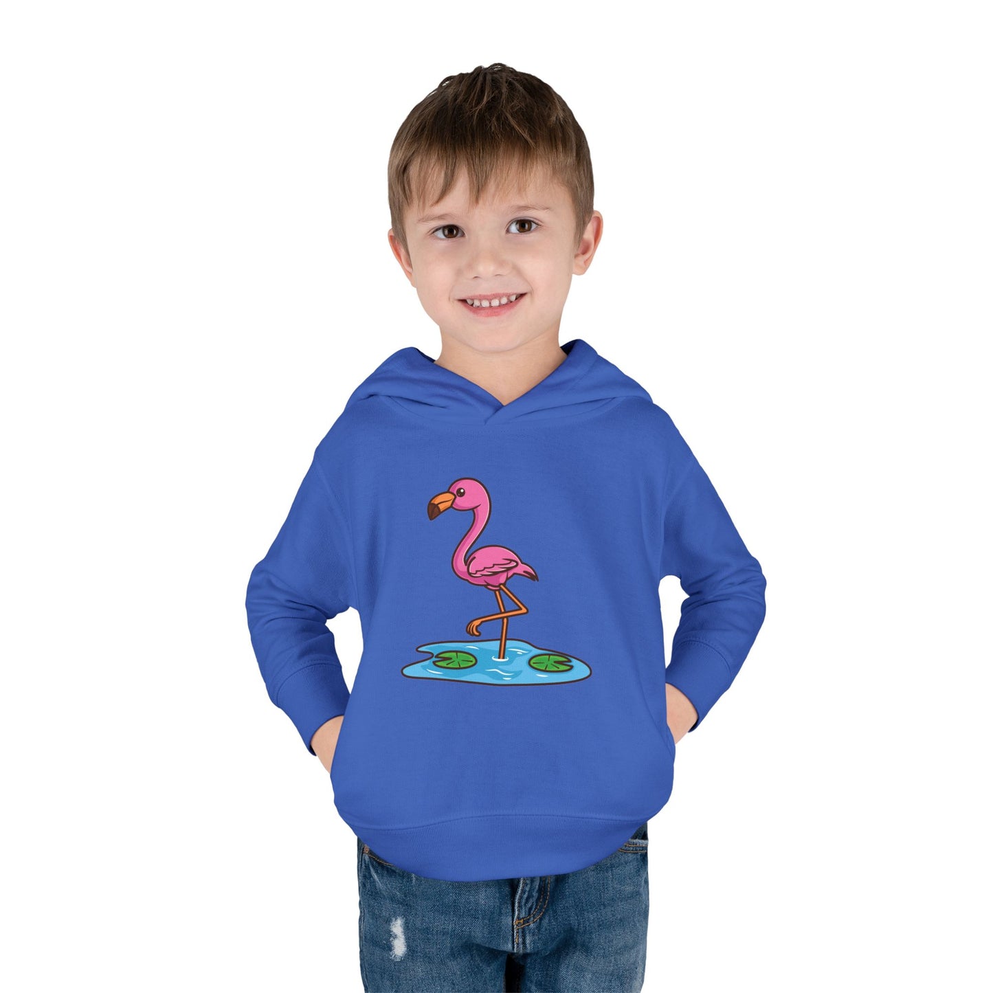 Flamingo Kawaii Style Toddler Pullover Fleece Hoodie by Zoo Guide™