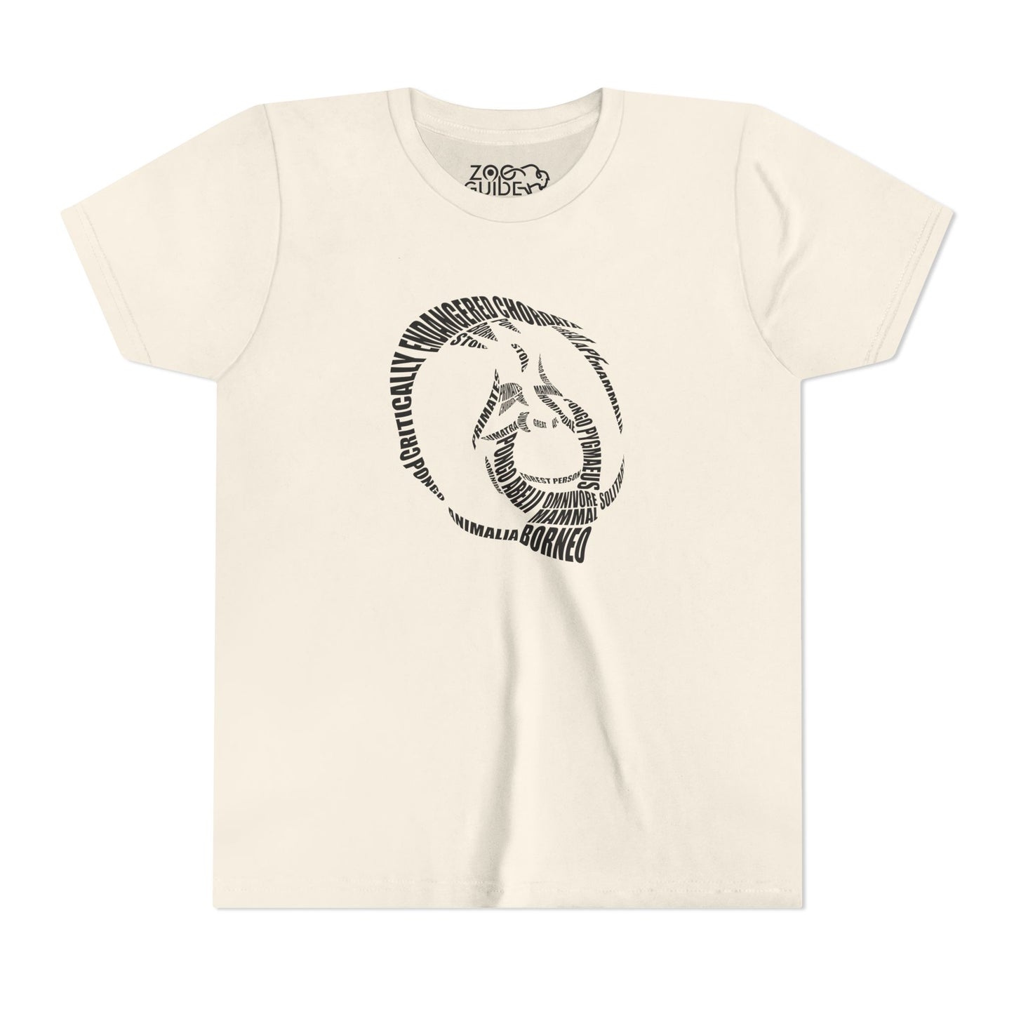 Orangutan Head Word Art Youth Tee Shirt by Zoo Guide™