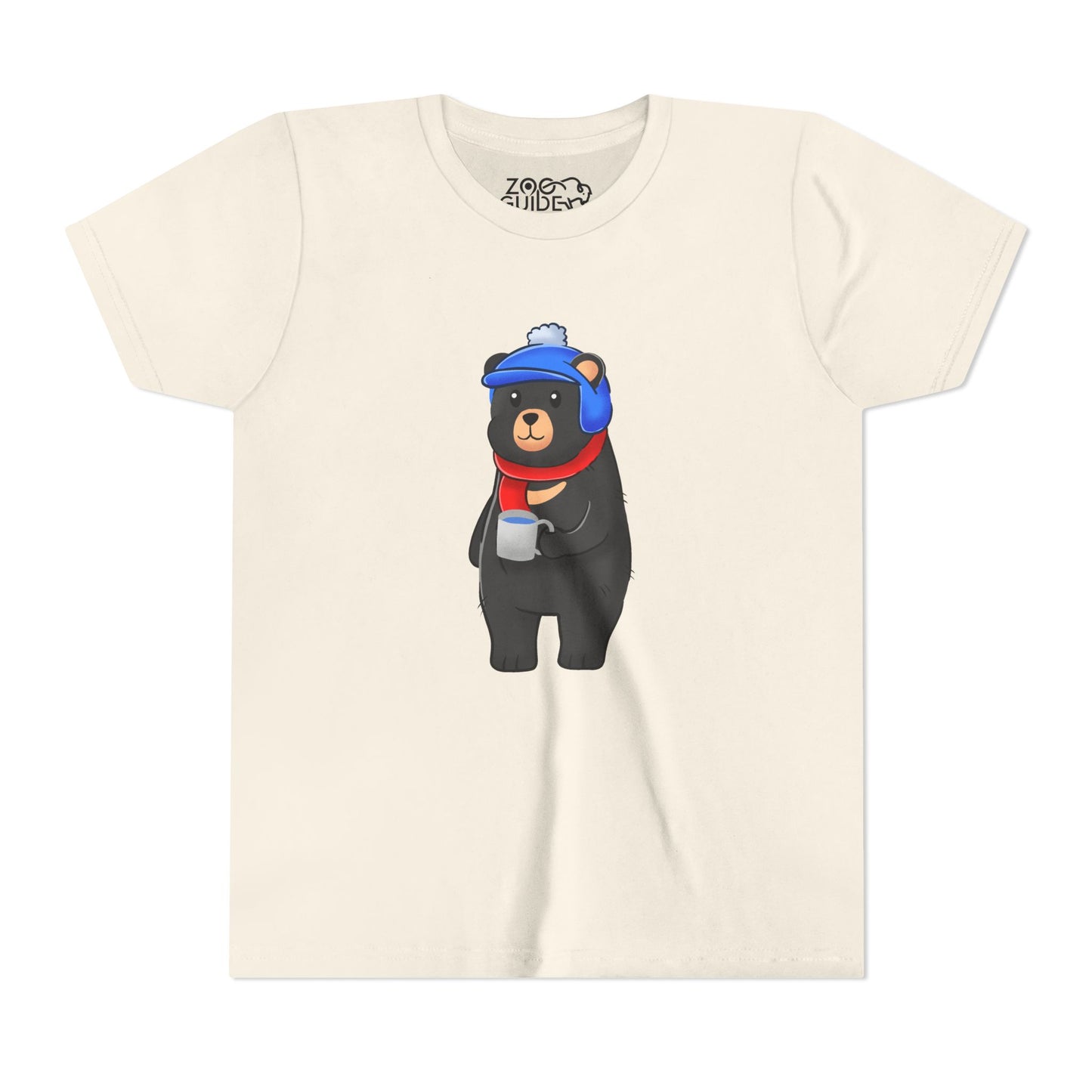 American Black Bear Winter Wear Youth Tee Shirt by Zoo Guide™