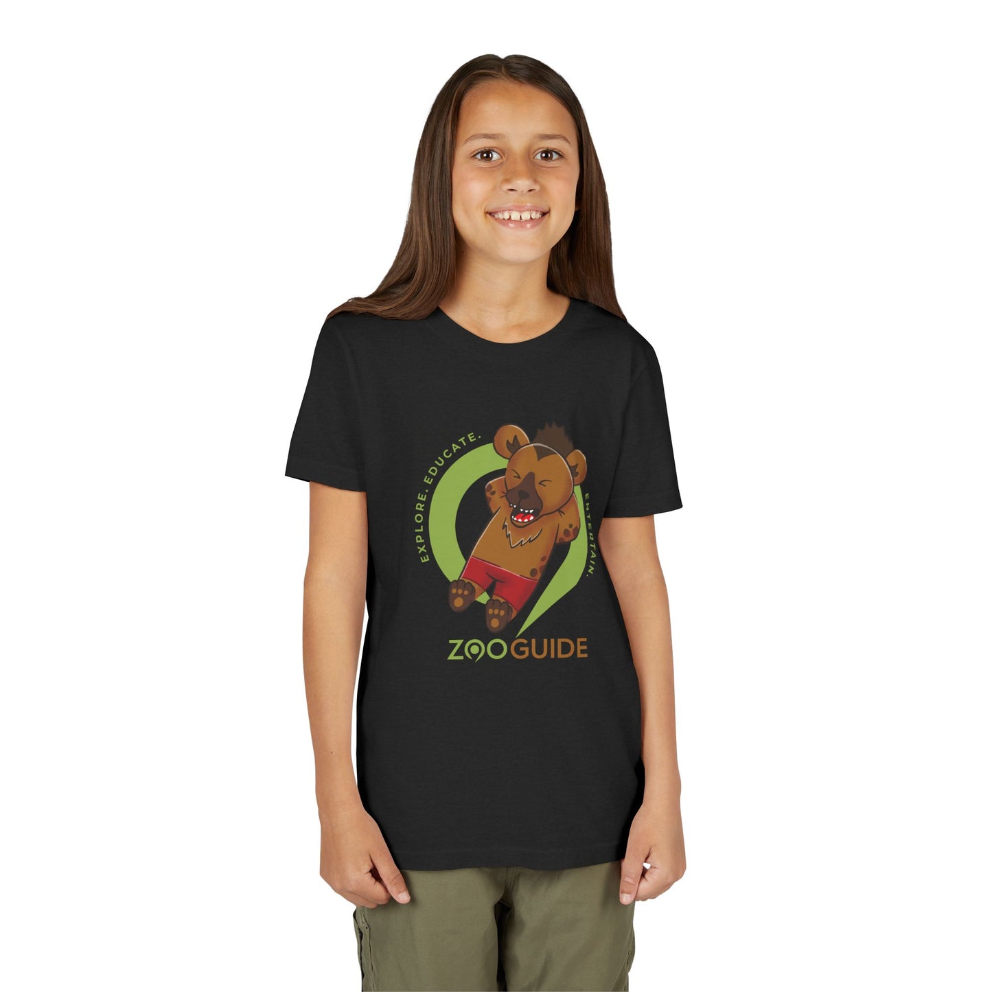 Laughing Spotted Hyena with Bone in Zoo Guide™ Waypoint Icon Youth Tee Shirt by Zoo Guide™