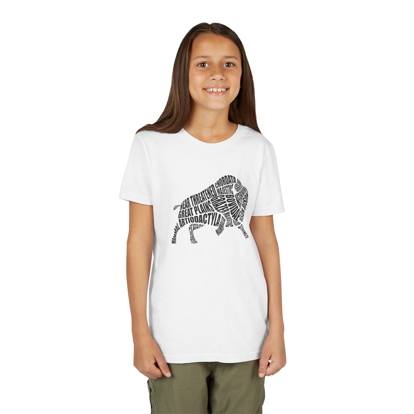 Bison Word Art Youth Tee Shirt by Zoo Guide™