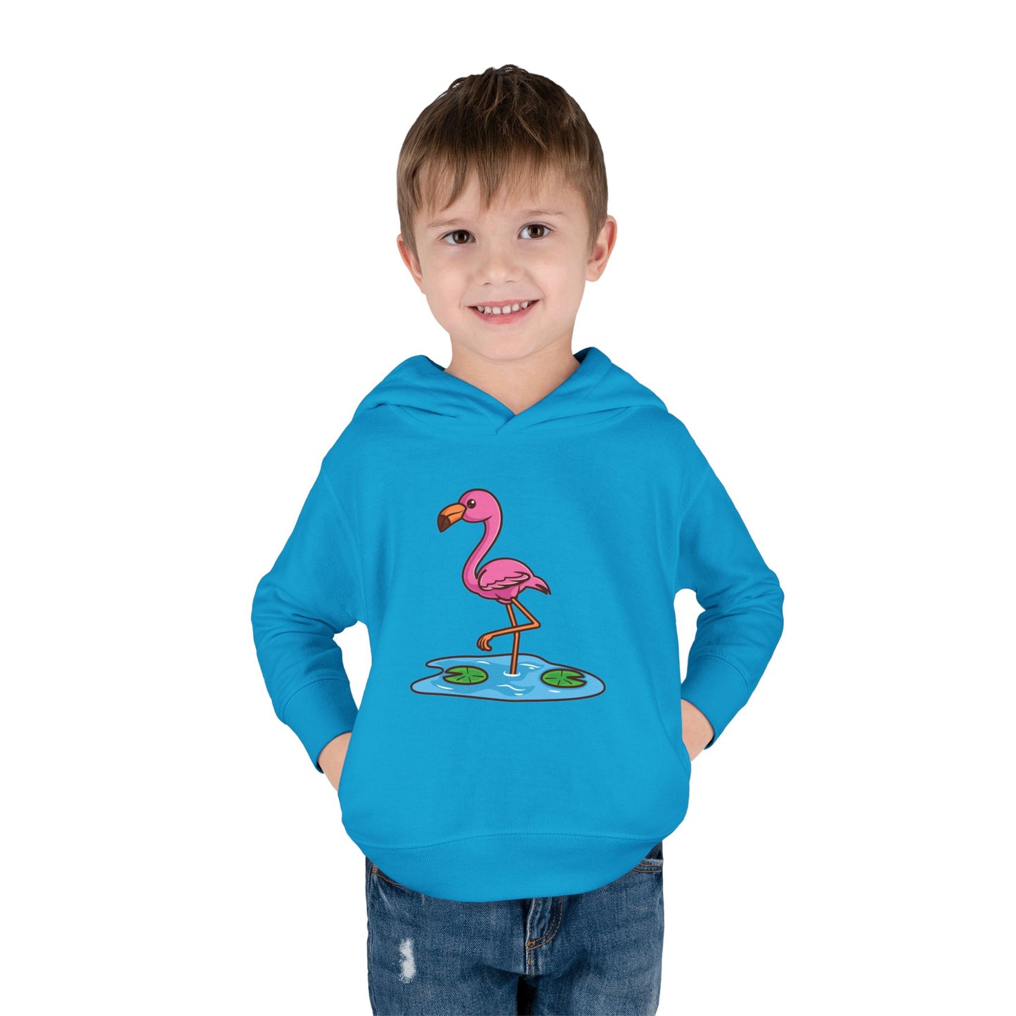 Flamingo Kawaii Style Toddler Pullover Fleece Hoodie by Zoo Guide™