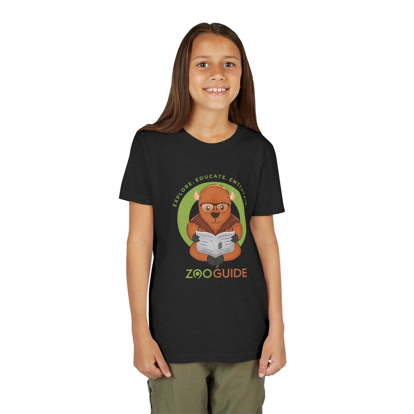 American Bison Reading in Zoo Guide™ Waypoint Icon Youth Tee Shirt by Zoo Guide™