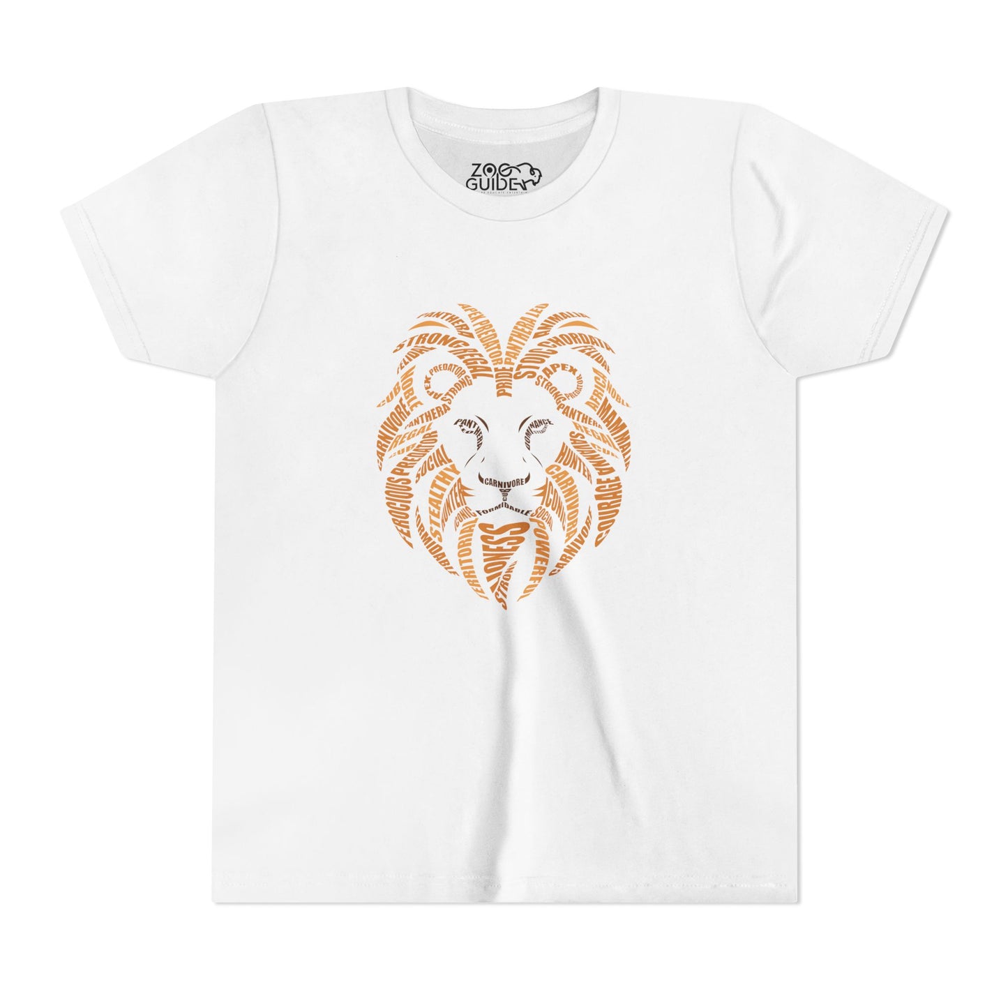 Zoo Guide™ Lion Head Word Art Youth Short Sleeve Tee