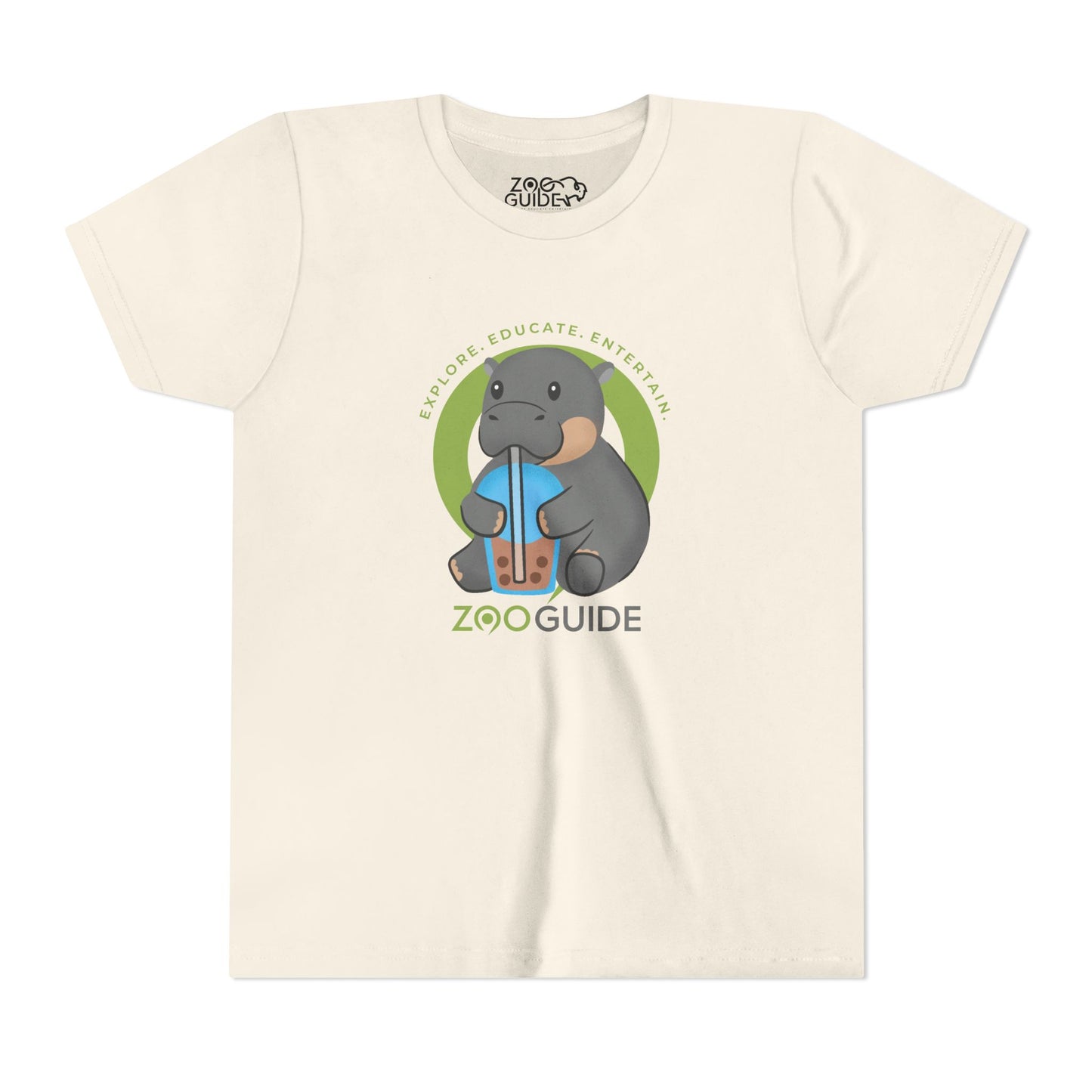 Pygmy Hippo Drinking Boba in Zoo Guide™ Waypoint Icon Youth Tee Shirt by Zoo Guide™