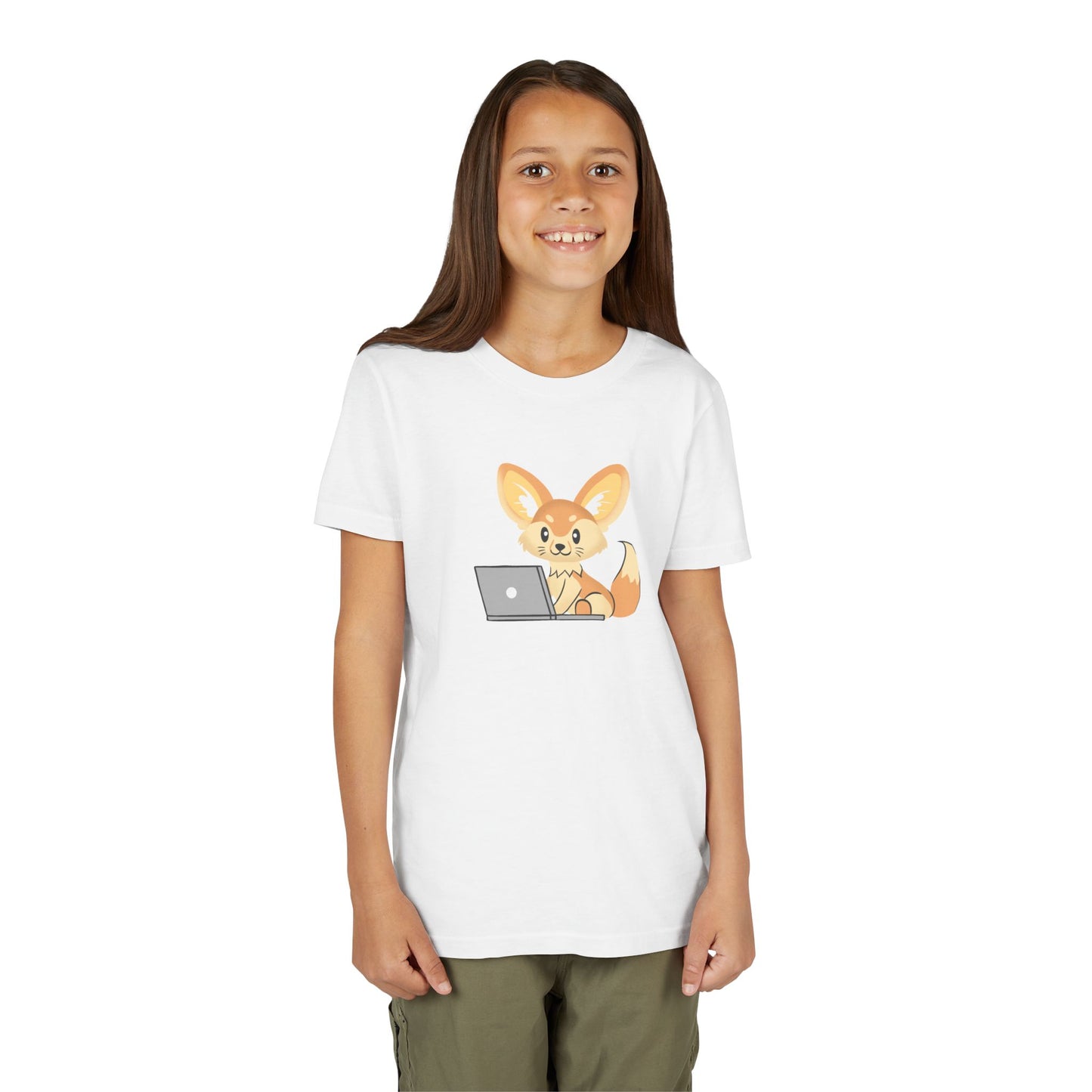 Fennec Fox on Laptop Youth Tee Shirt by Zoo Guide™