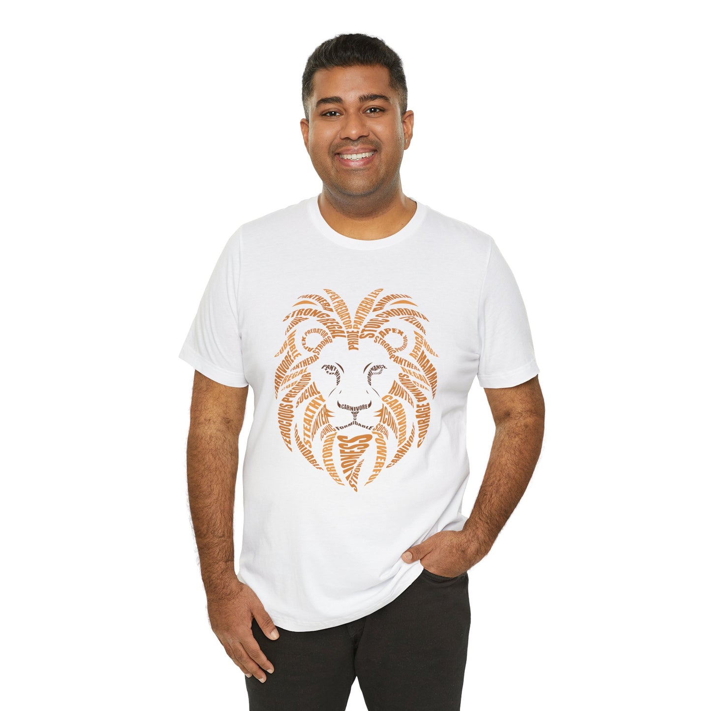 Lion Head Word Art Adult Unisex Short Sleeve Tee